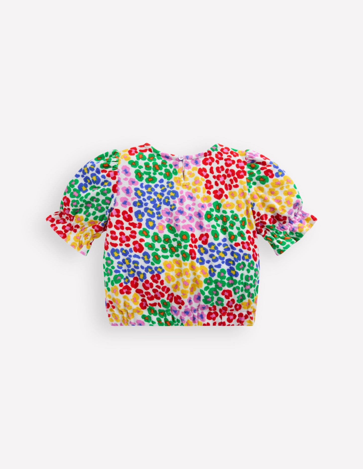Frottee-Oberteil-Bunt, Regenbogenfarbenes Leopardenmuster