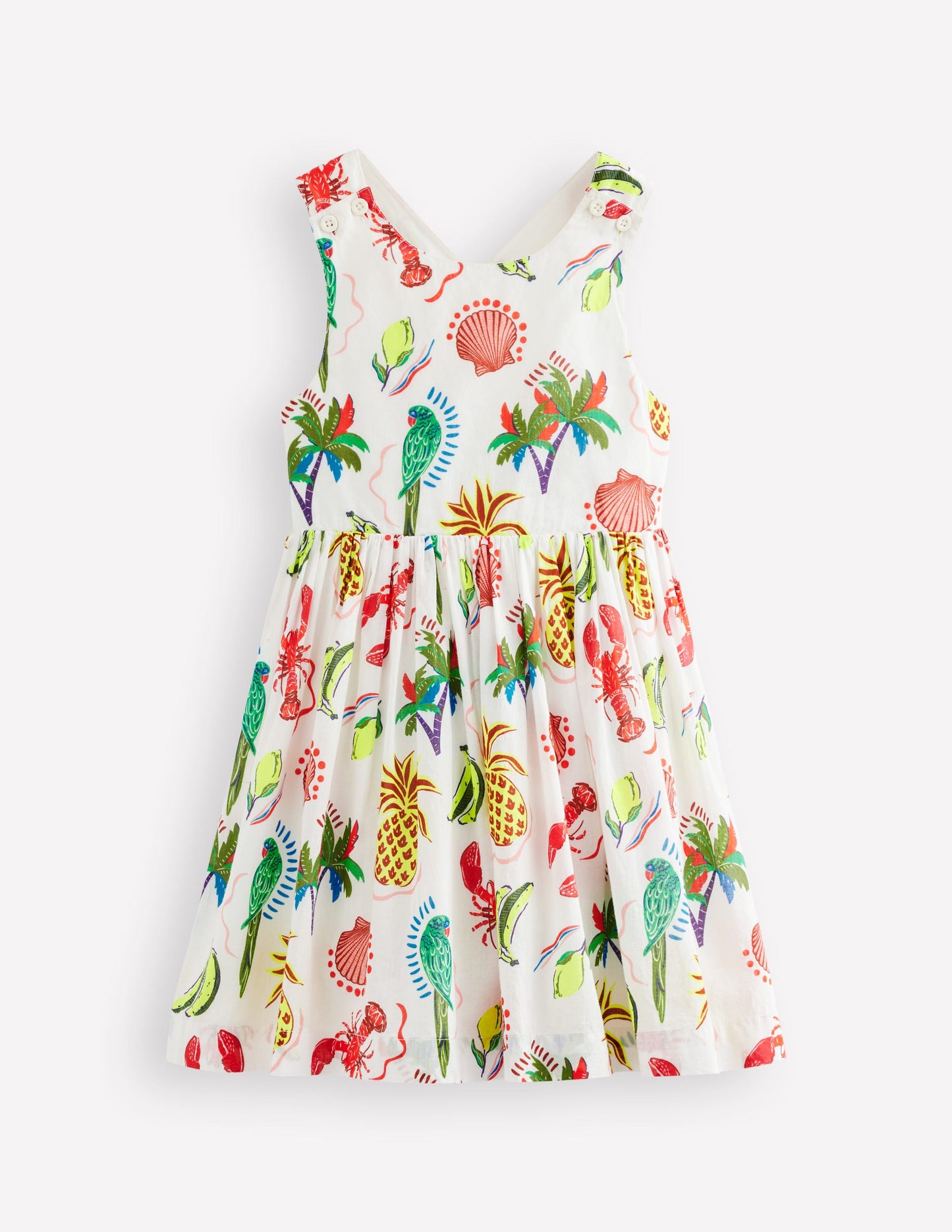 Harper Kleid mit gekreuzten Rückenträgern-Bunt, Tropisch