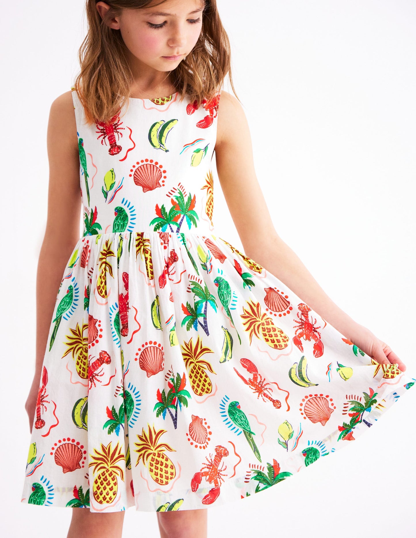 Harper Kleid mit gekreuzten Rückenträgern-Bunt, Tropisch