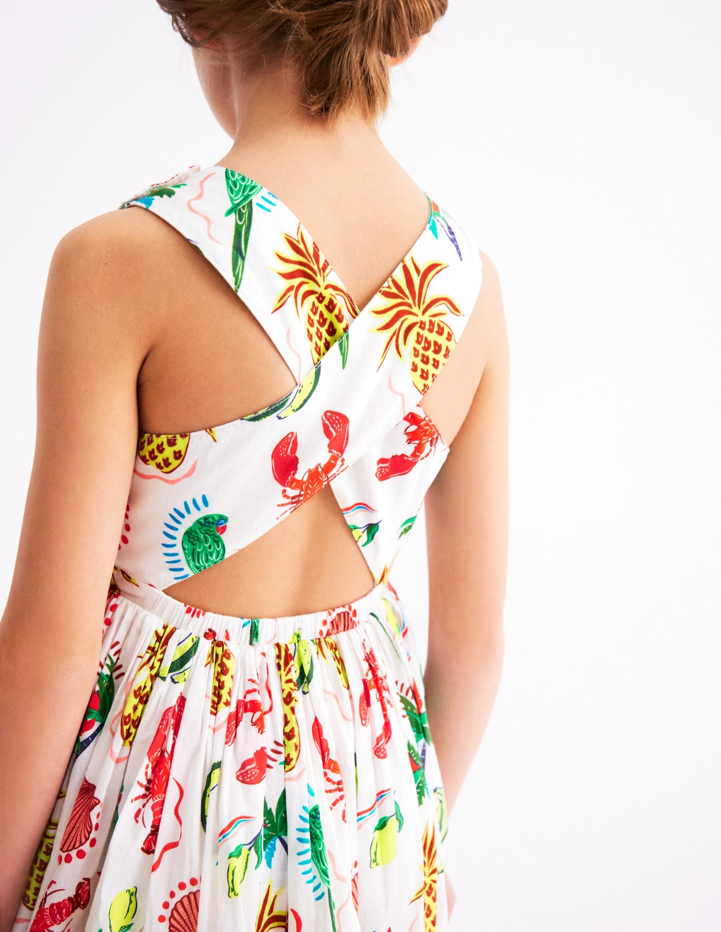 Harper Kleid mit gekreuzten Rückenträgern-Bunt, Tropisch