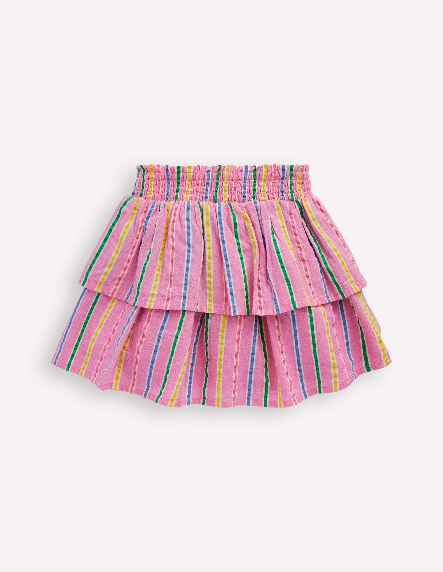 Jupe tissée à volants-Rayé multi rose