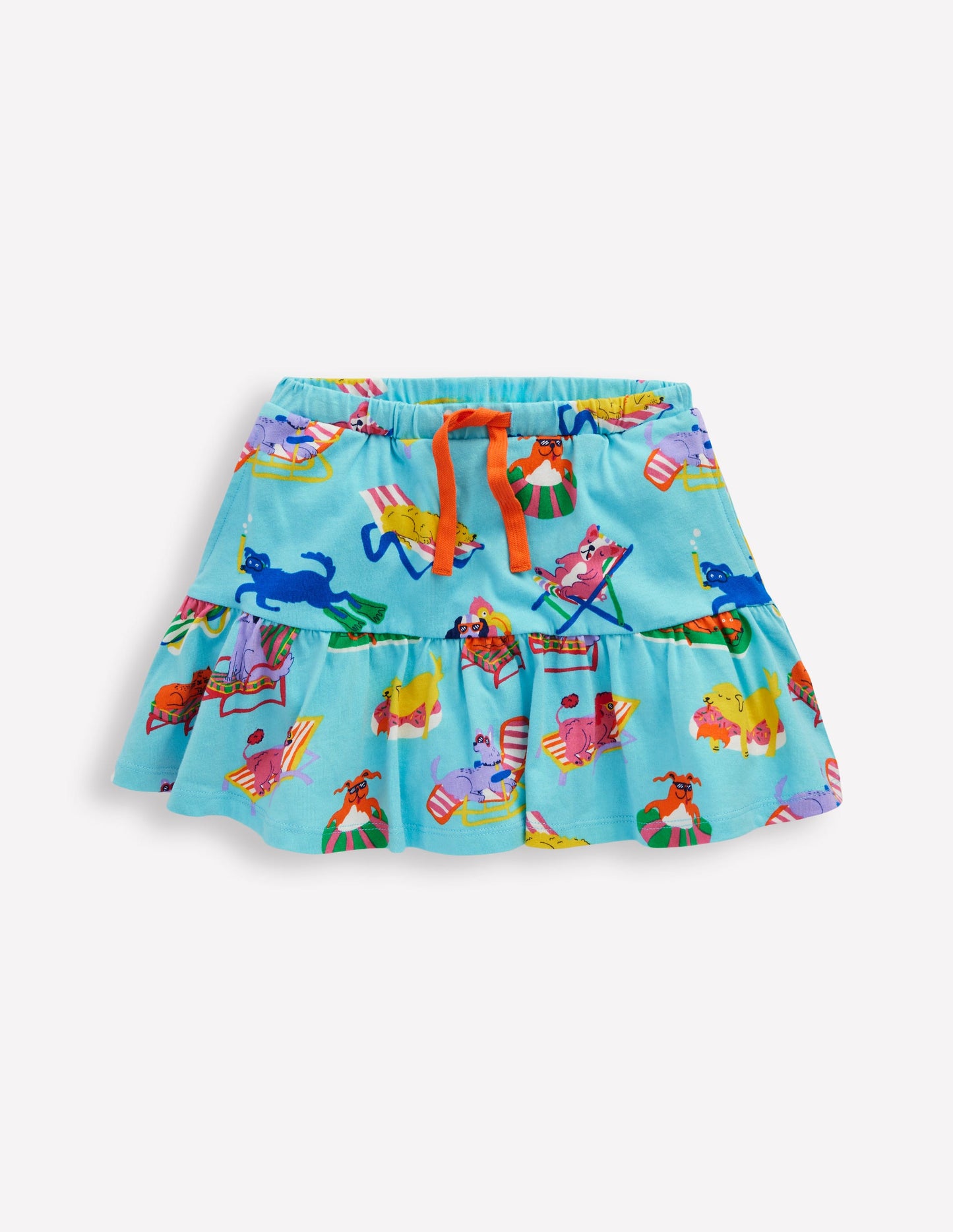 Gestufter Jersey-Skort-Karibikblau Haustiere am Pool
