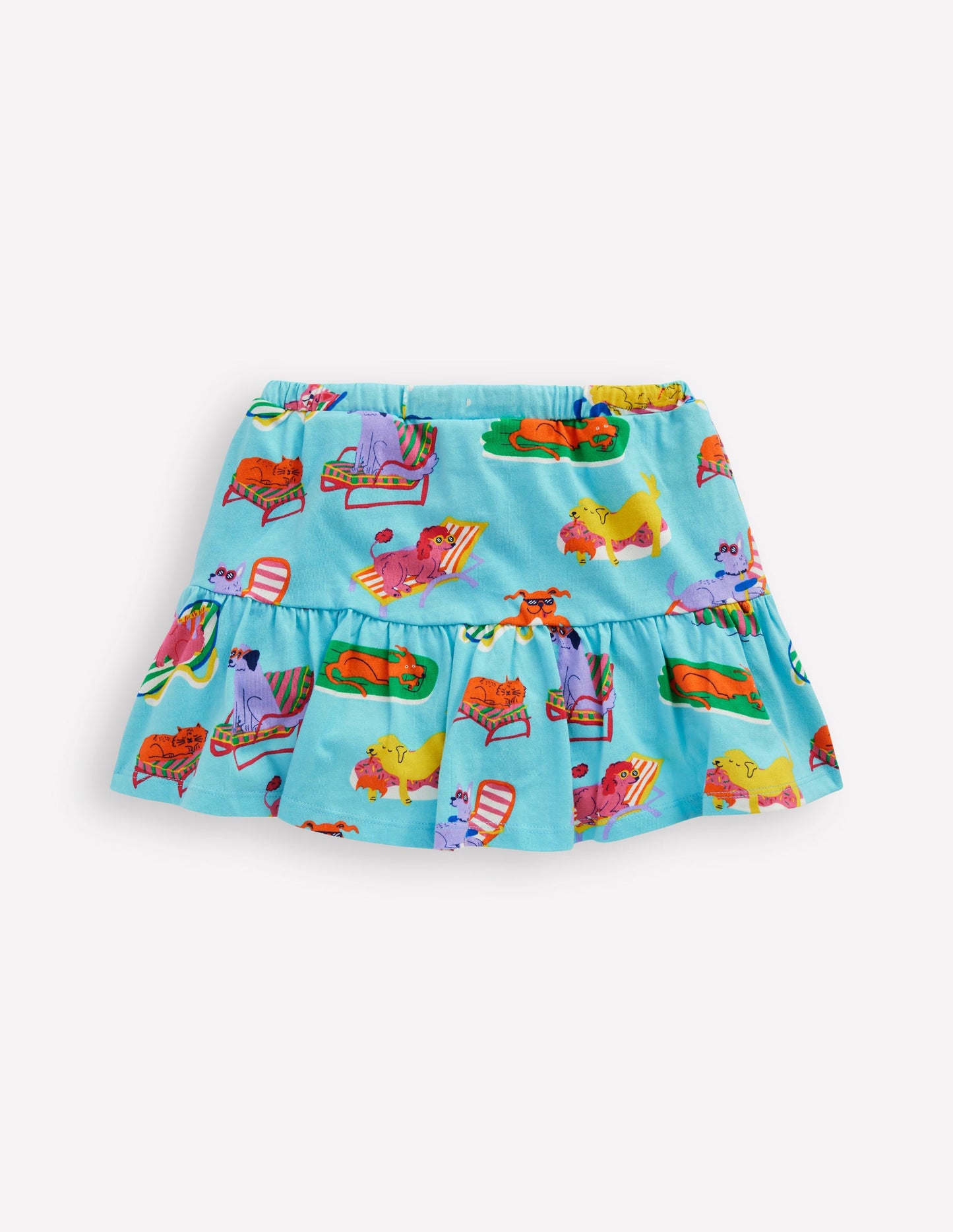 Gestufter Jersey-Skort-Karibikblau Haustiere am Pool