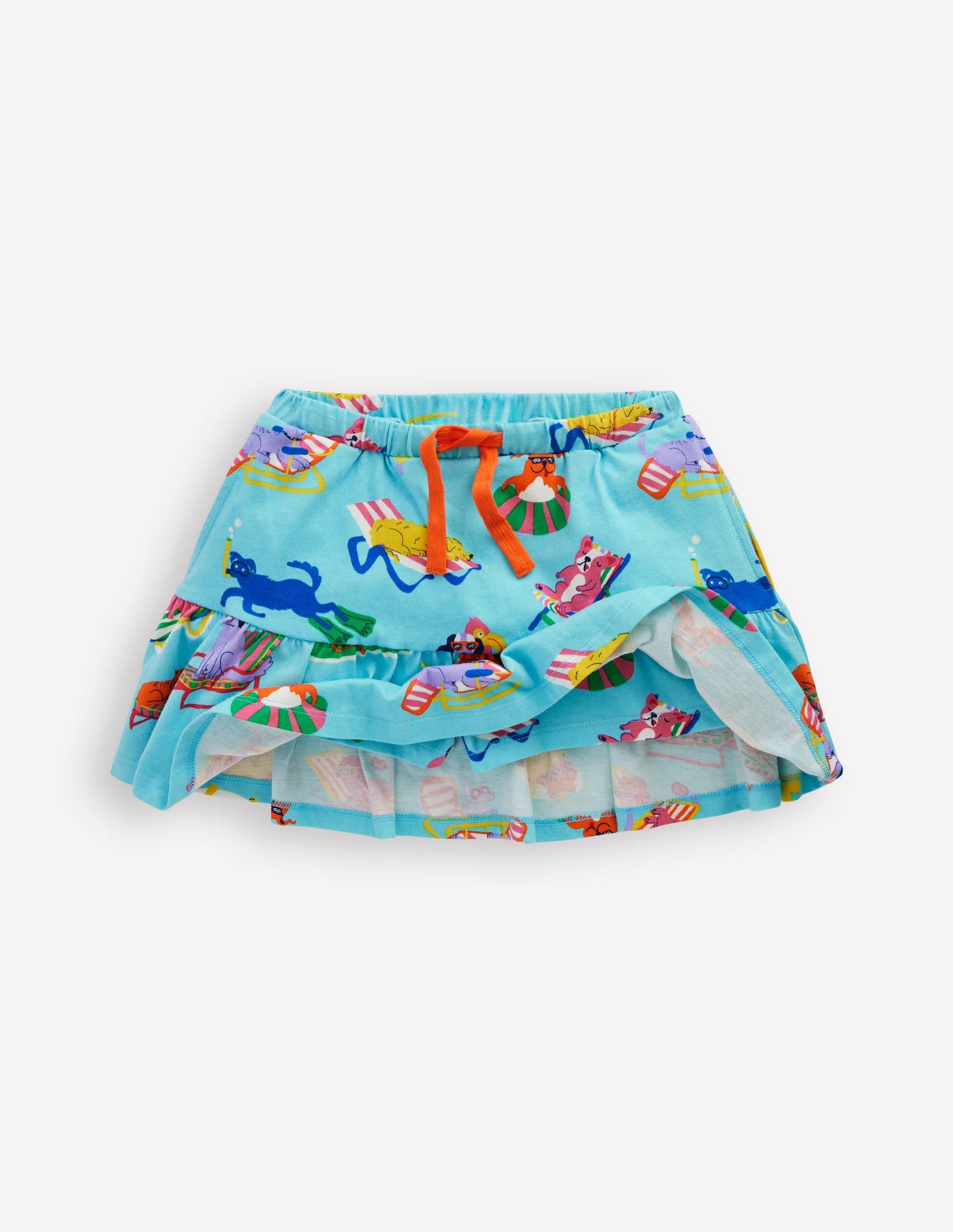 Gestufter Jersey-Skort-Karibikblau Haustiere am Pool