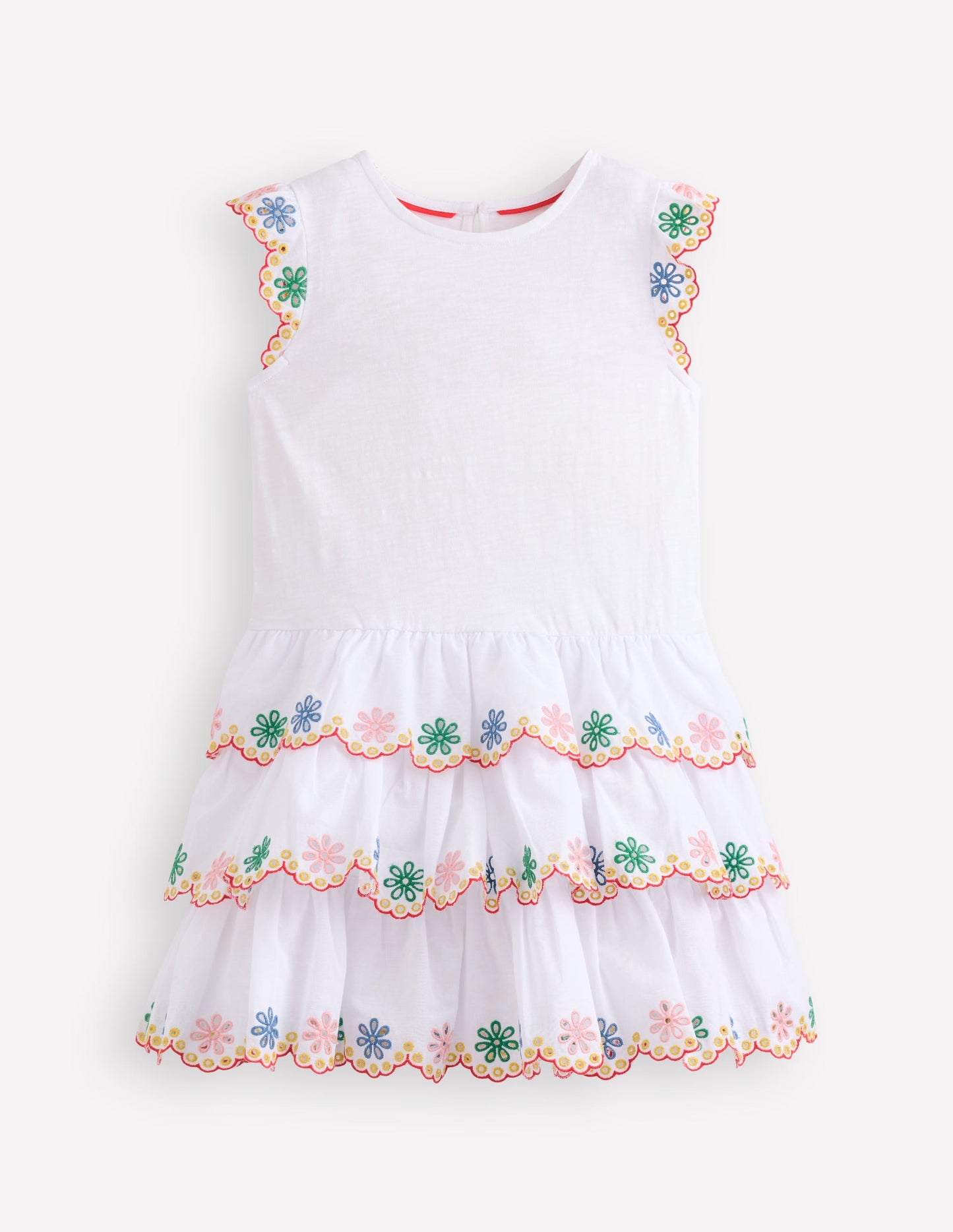 Jerseykleid mit Lochstickerei-Weiß Regenbogen