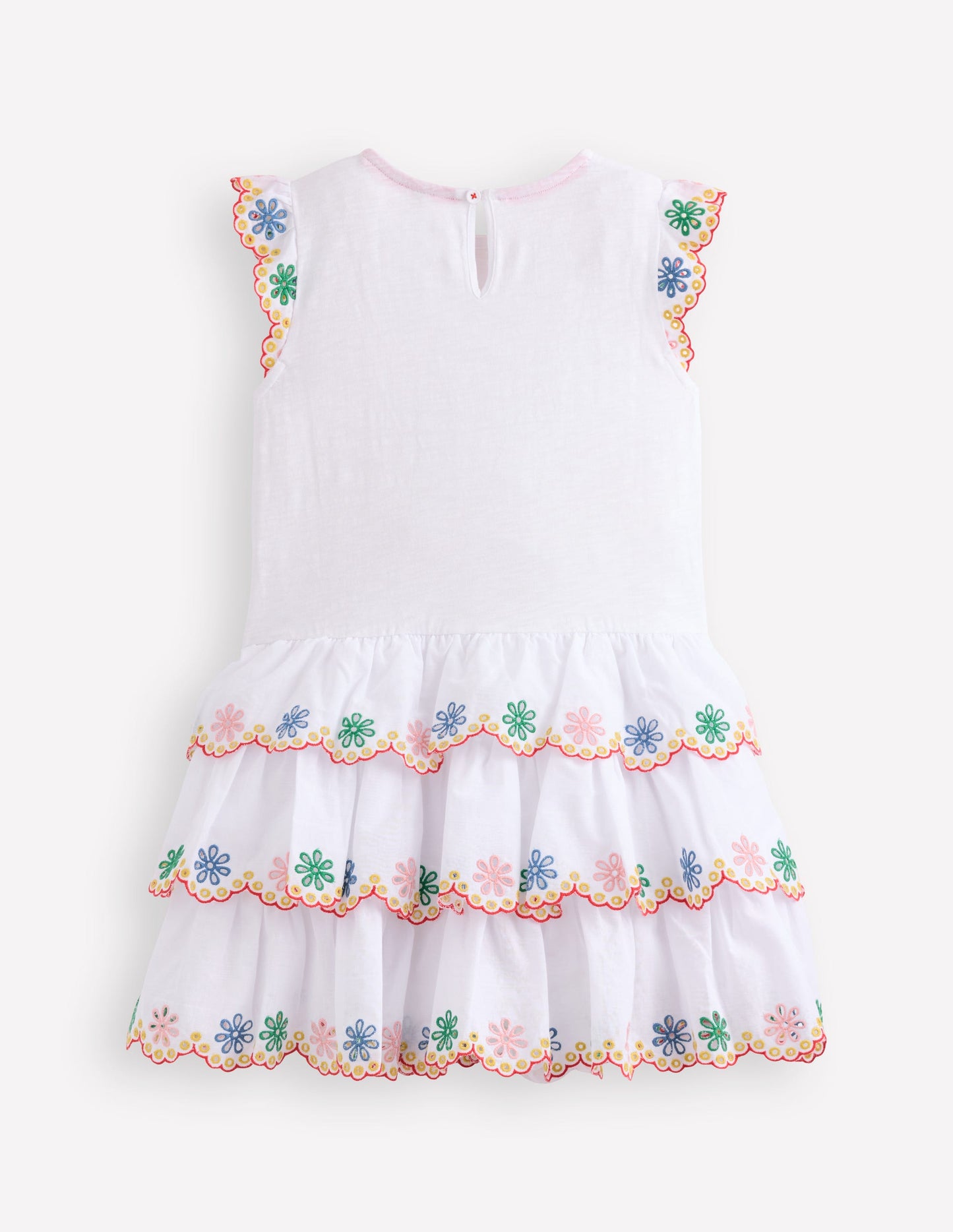 Jerseykleid mit Lochstickerei-Weiß Regenbogen