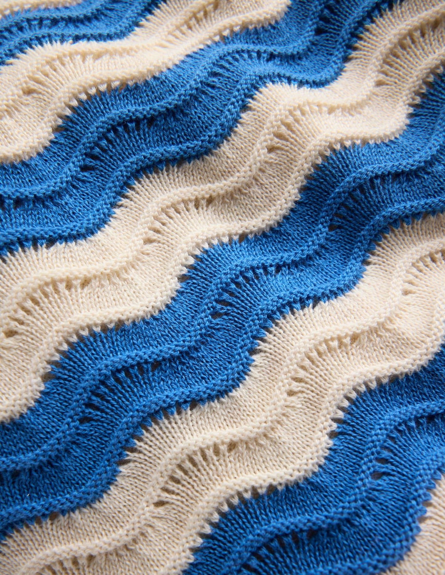 Leonore lustiges Strickoberteil-Blau/Naturweiß Streifen