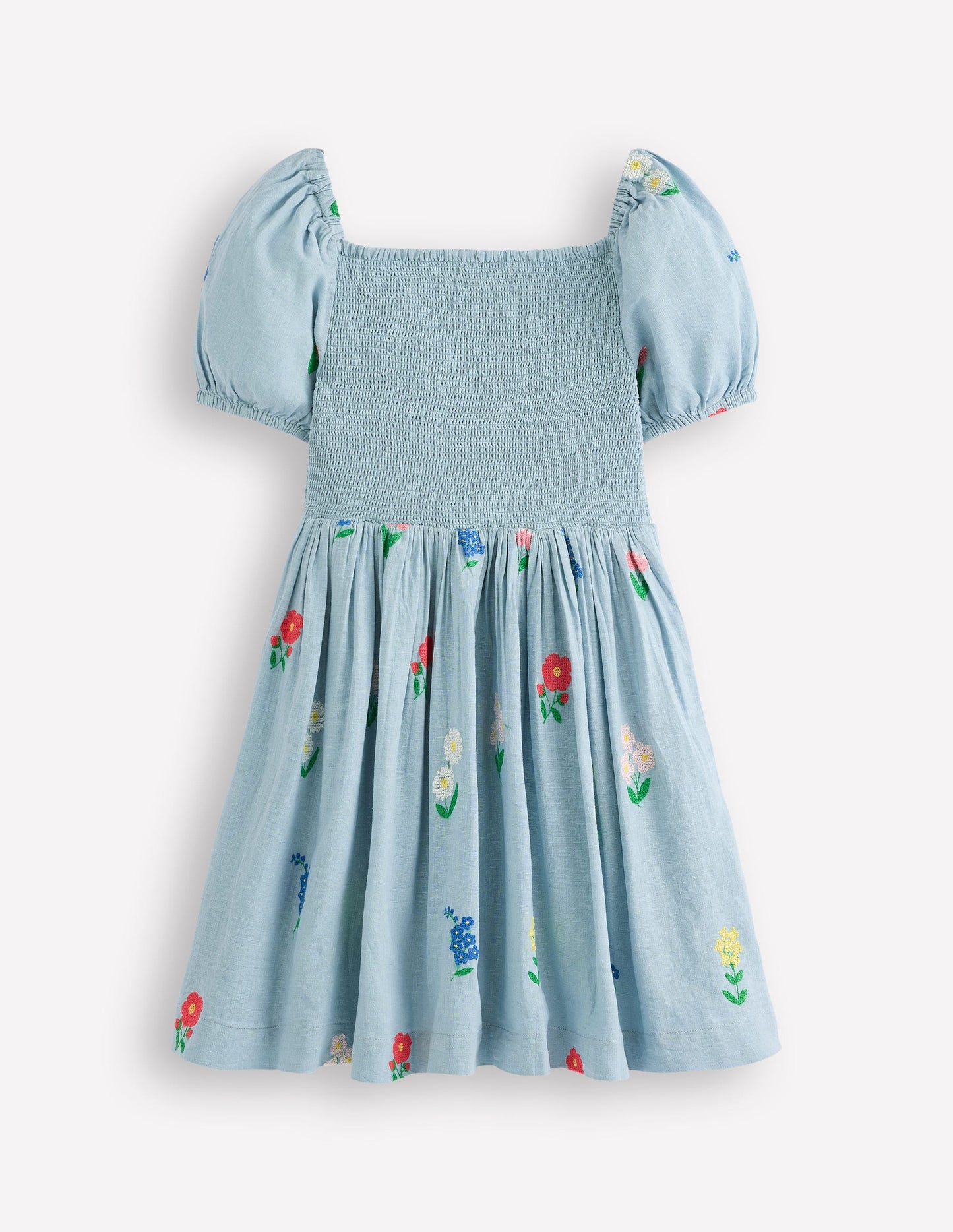 Gwendolyn Kleid aus Baumwoll-Leinen-Bunt Kreuzstich Blume