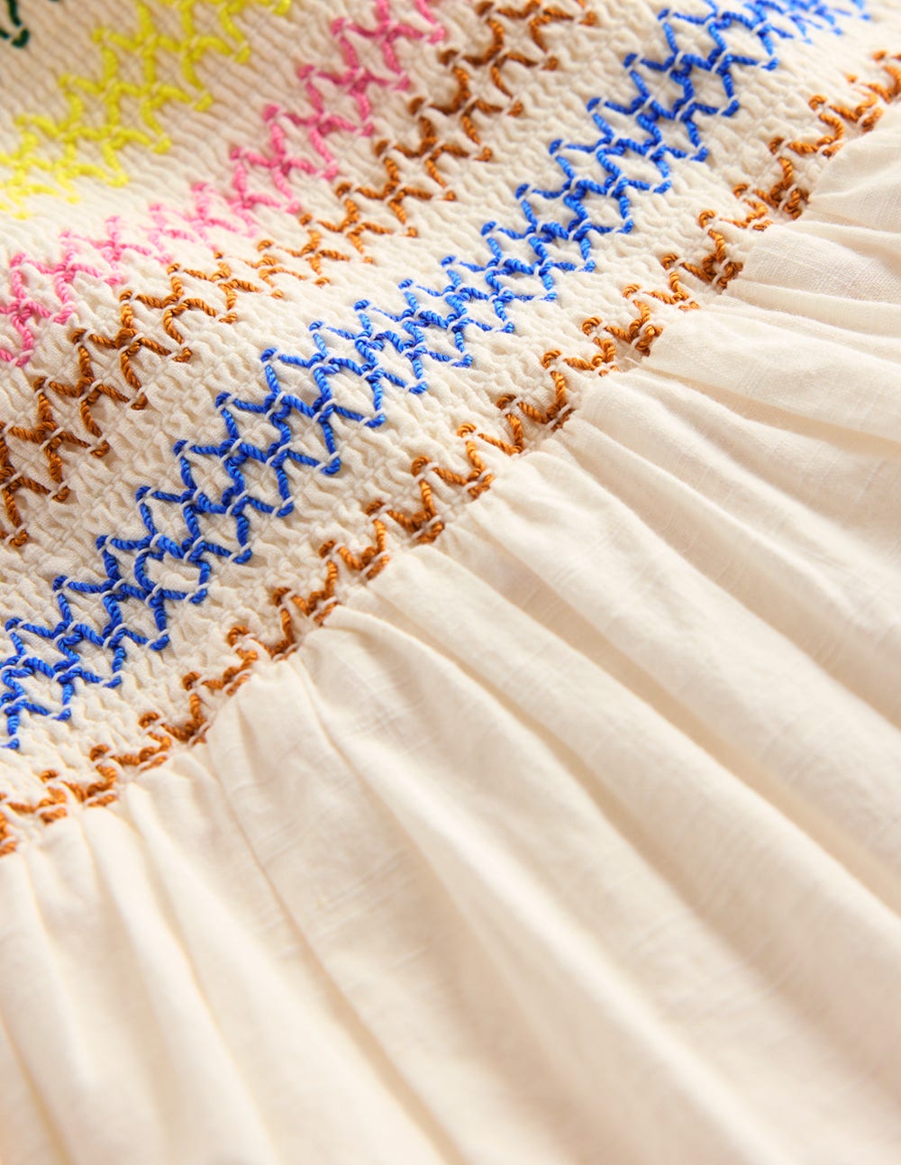 Odette Gewebtes Sommerkleid mit Stufendesign-Sanftes Naturweiß