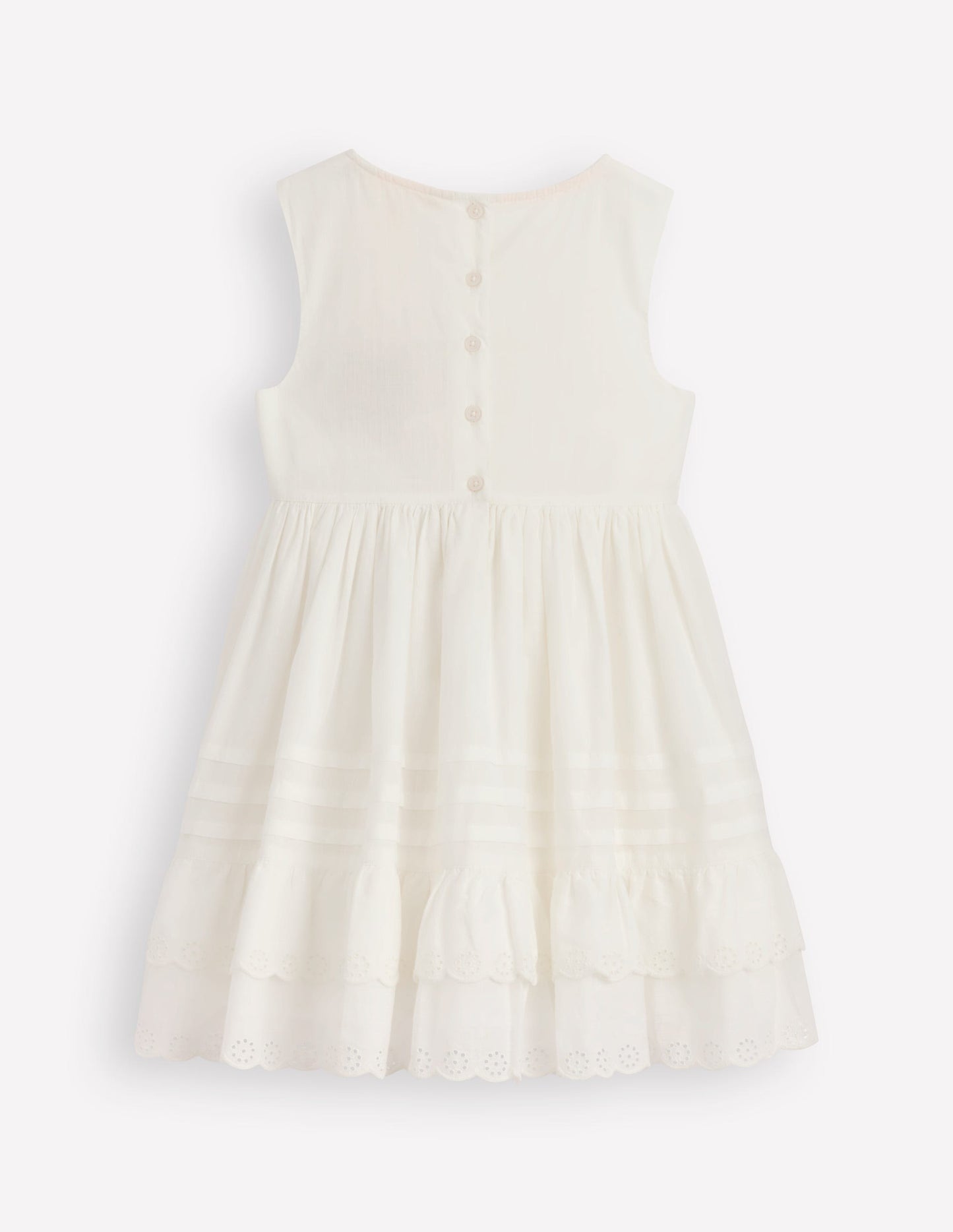 Robe à nervures et détails en dentelle-Ivoire doux