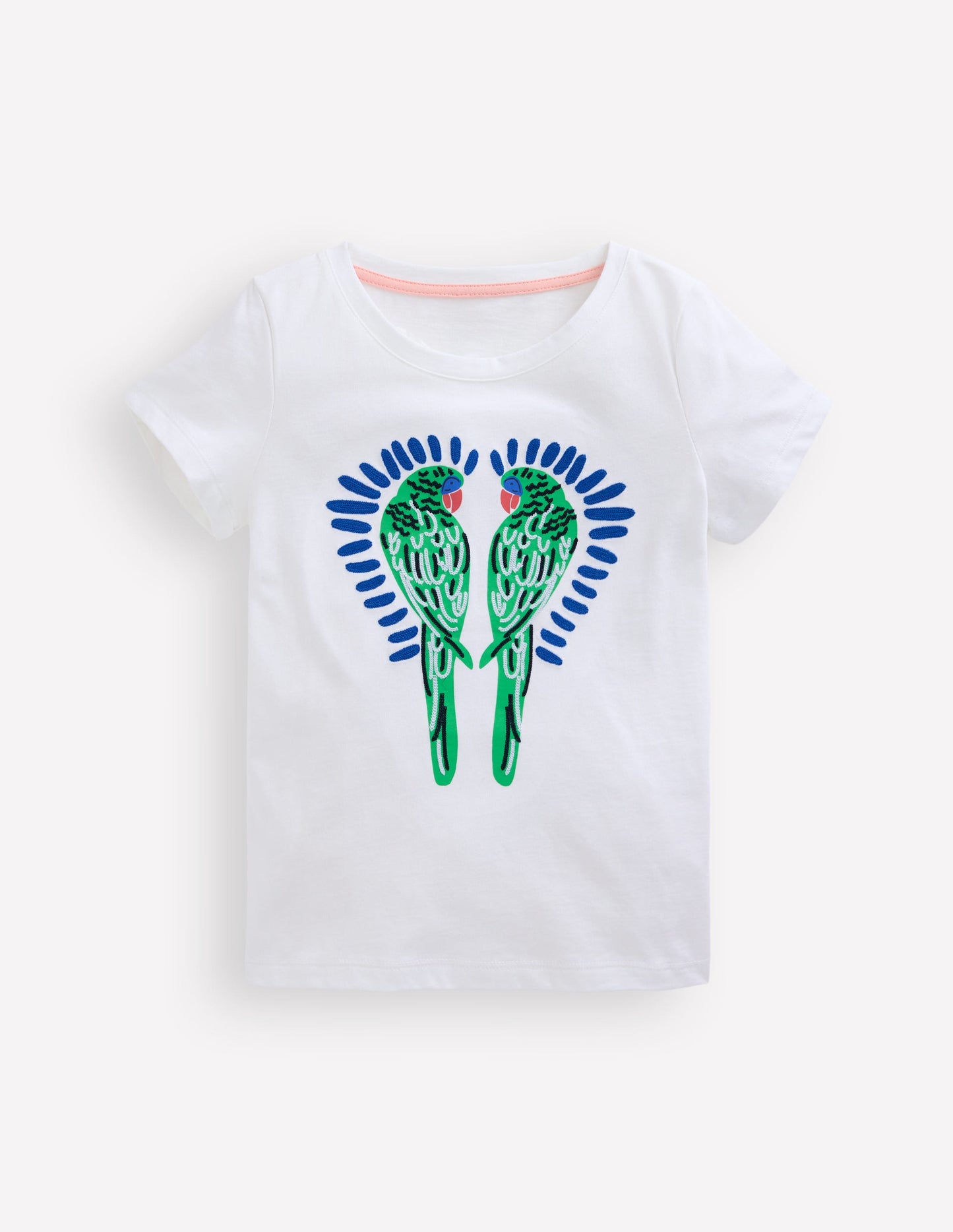 Bay Bouclé-T-Shirt-Weiß Vögel