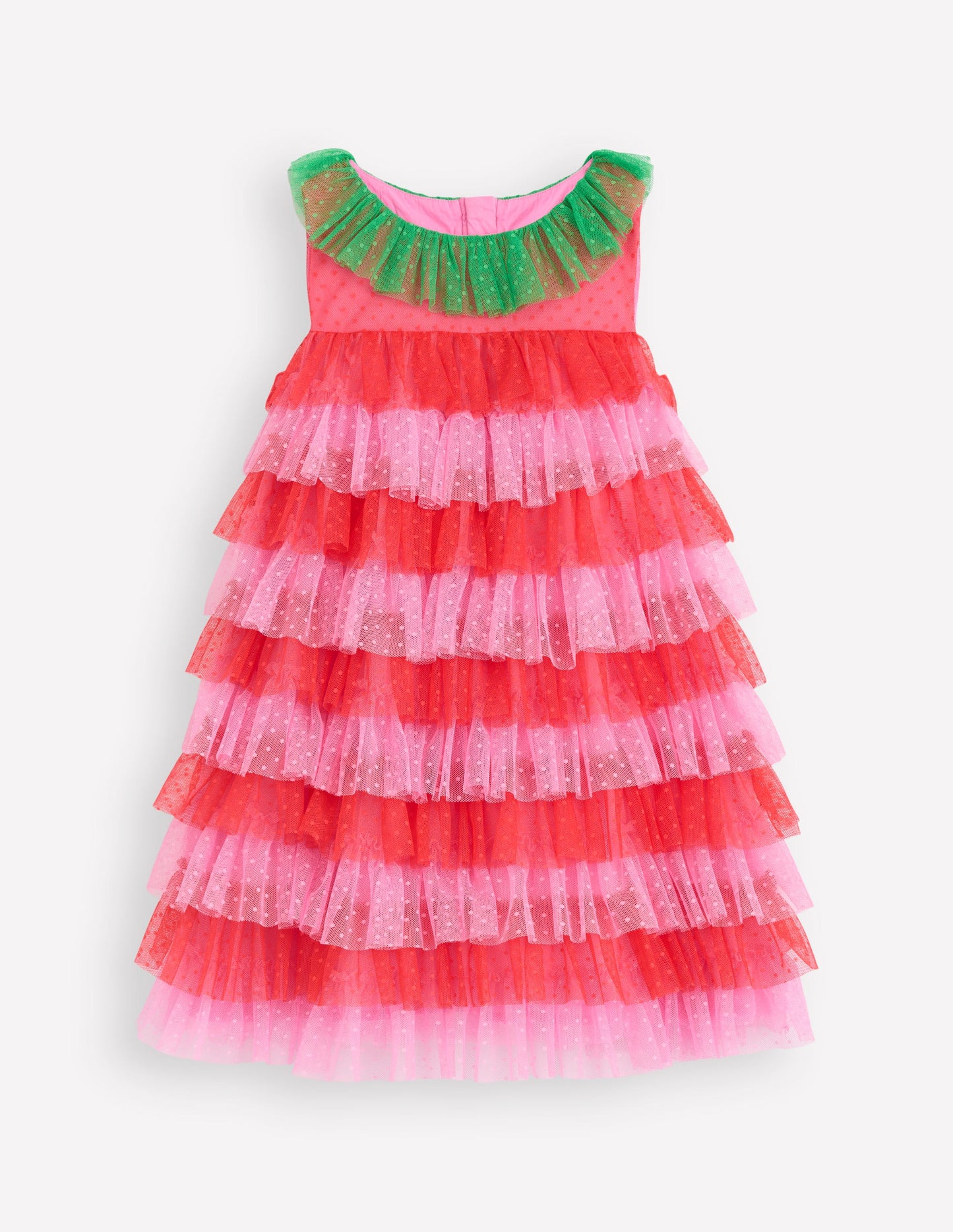 Robe fraise en tulle-Rouge/rose