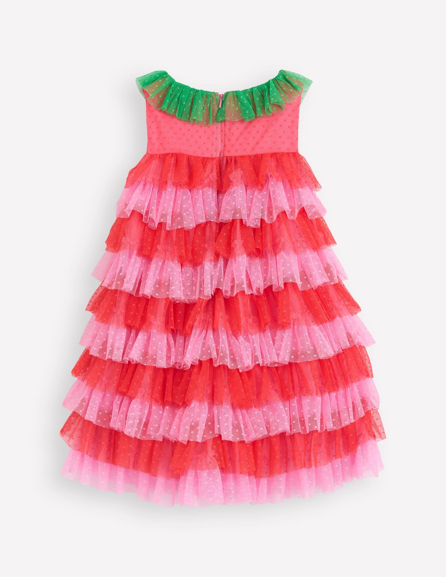 Robe fraise en tulle-Rouge/rose