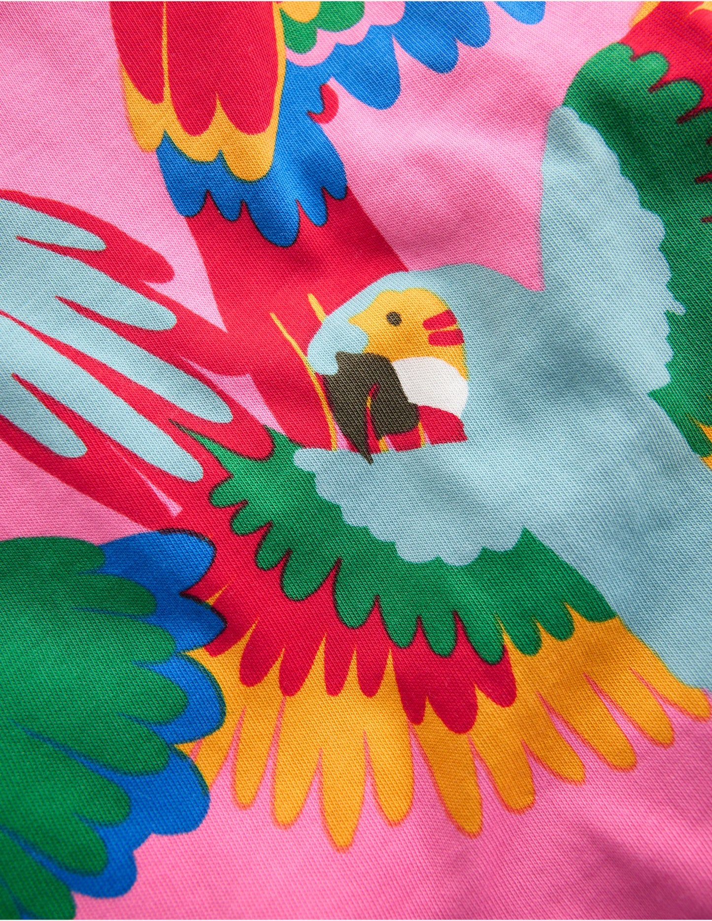 Frill Sleeve Printed Tee-Multi Rainbow Parrot