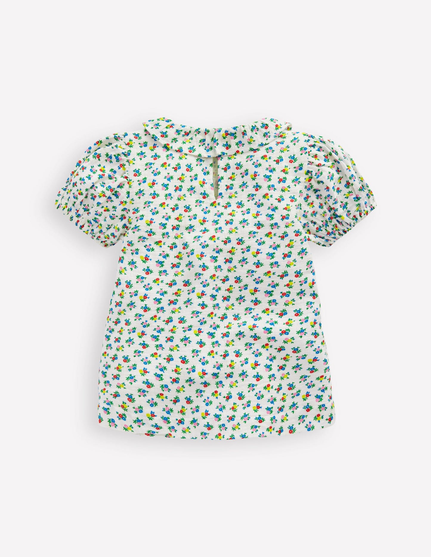 Doppeltuch-Bluse mit Muster-Naturweiß Kleines Blumenmuster