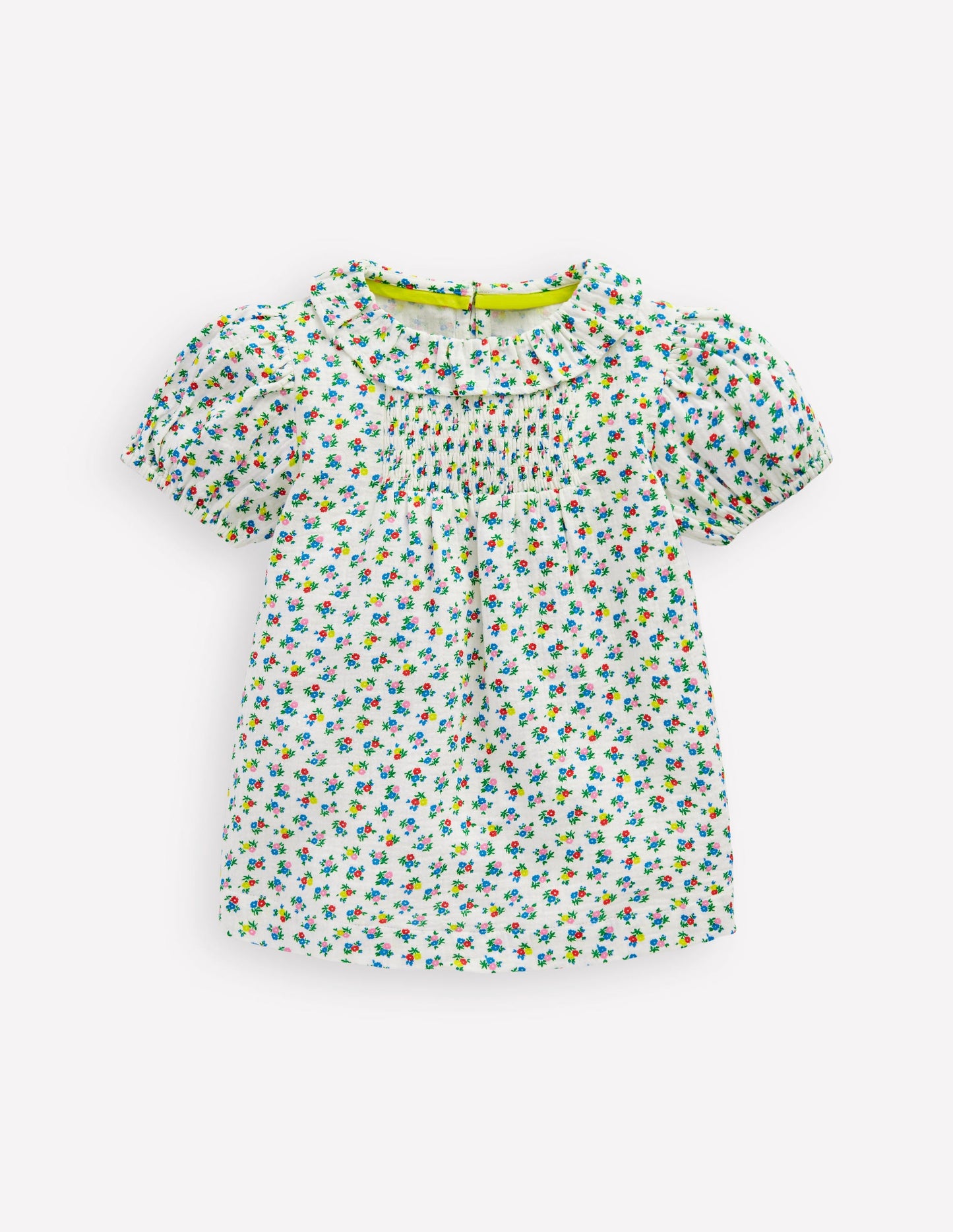 Doppeltuch-Bluse mit Muster-Naturweiß Kleines Blumenmuster