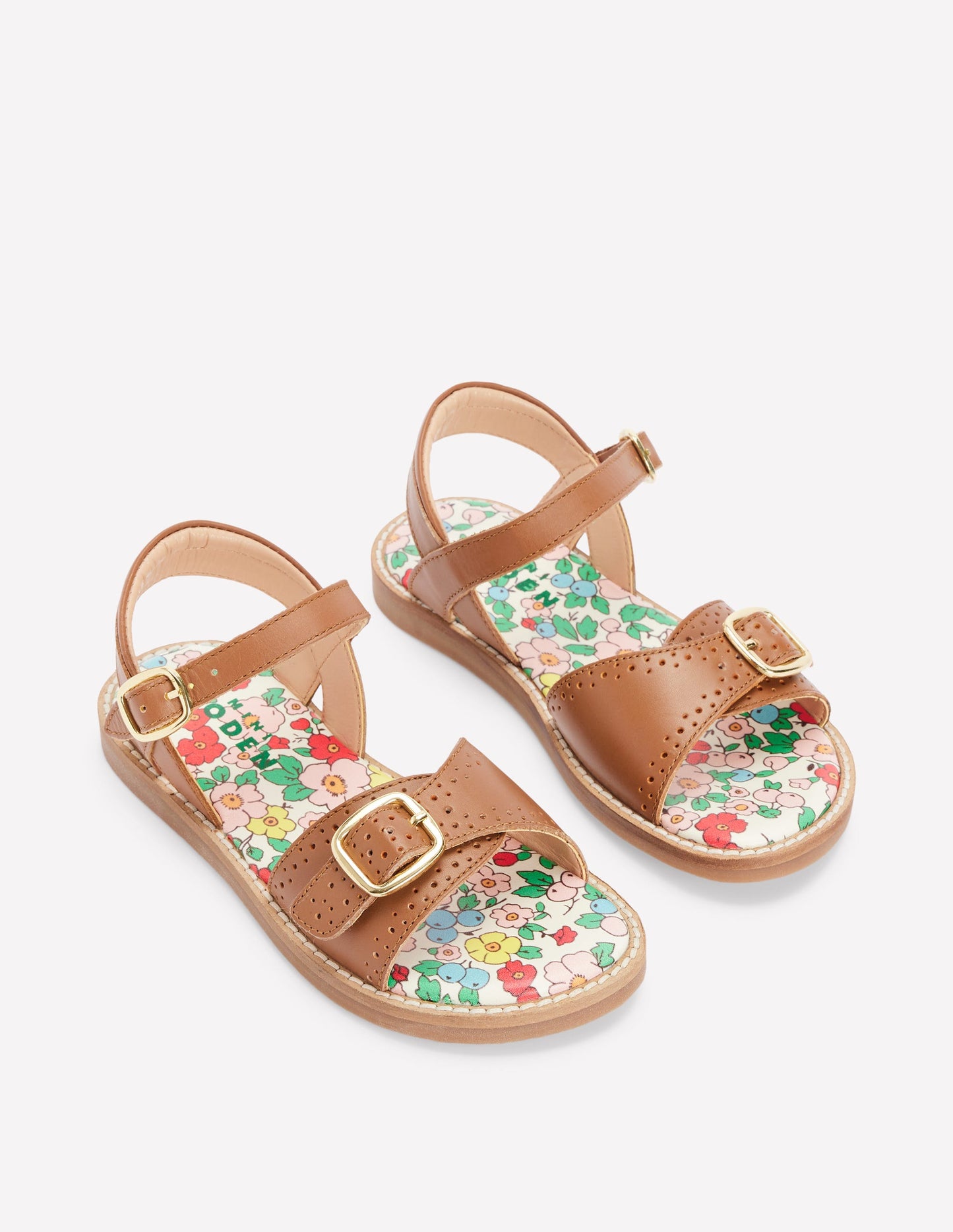 Ledersandalen mit Schnalle-Hellbraun