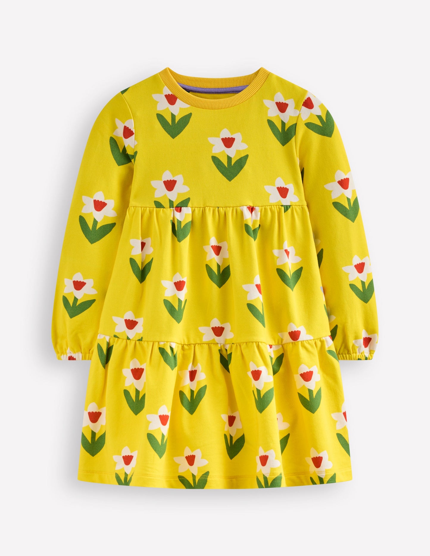 Dixie Gestuftes Sweatshirtkleid-Tropisch Gelb Narzisse