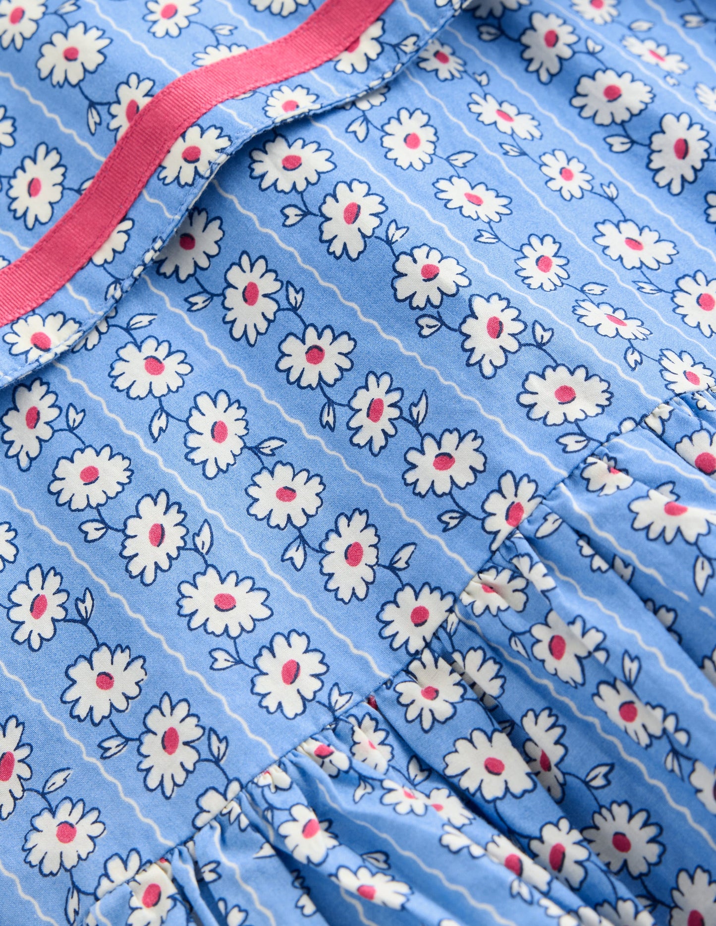 Klassisches Matrosenkleid-Arktisblau Gänseblümchen Streifen