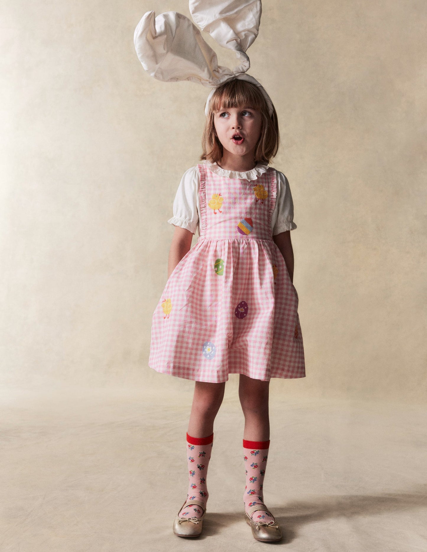 Robe chasuble-Pâques vichy rose