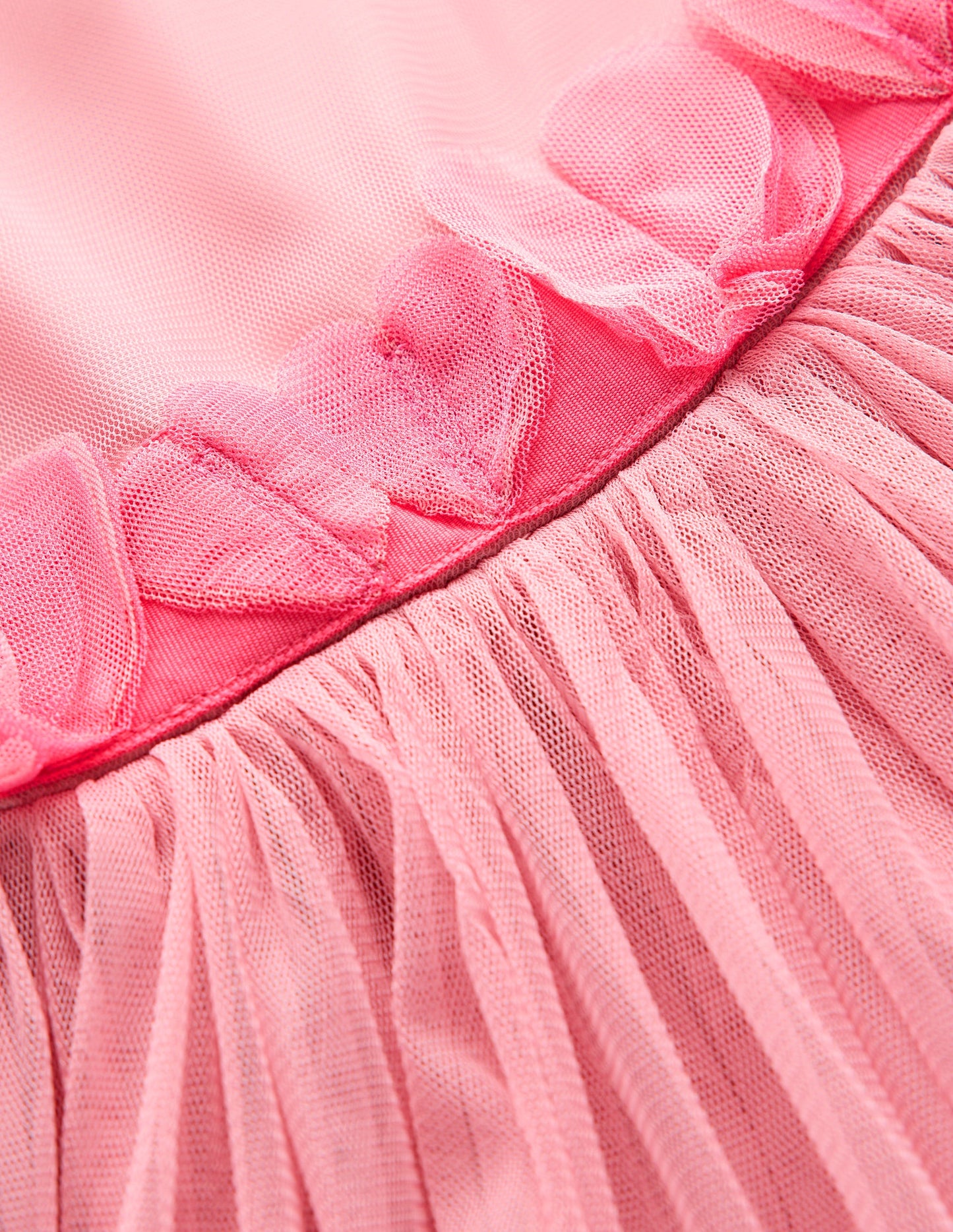 Robe en tulle à ourlet volanté-Rose vintage