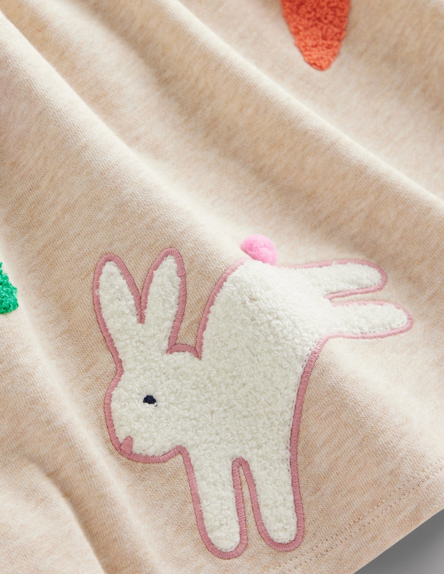 Robe-sweat en bouclé à appliqué-Écussons de Pâques avoine chiné
