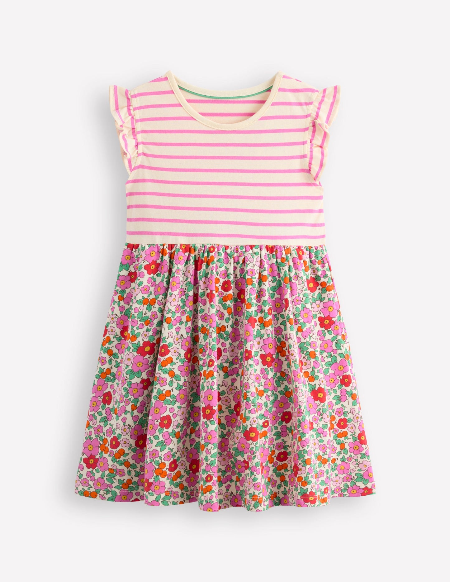 Robe Posie à manches volantées-Fleur de pommier rose