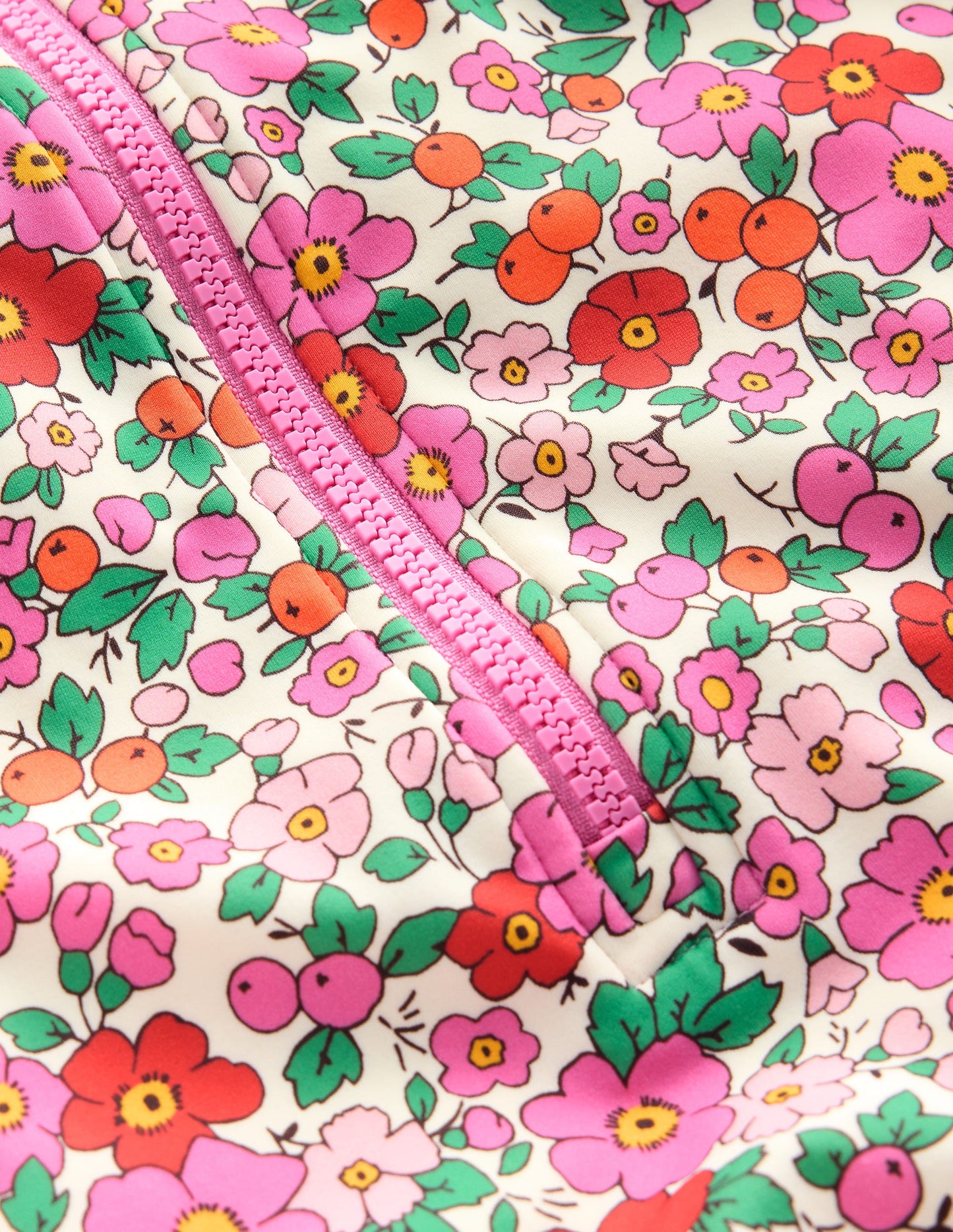 Langärmeliger Badeanzug mit Rüschen-Rosa Apfelblüte Blumenmuster
