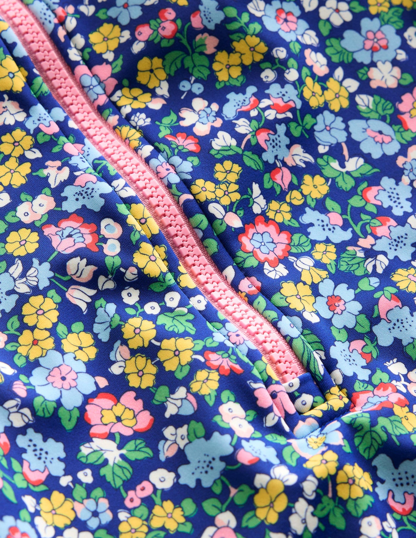 Badeanzug mit kurzen Ärmeln-Saphirblau Nautisches Blumenmuster