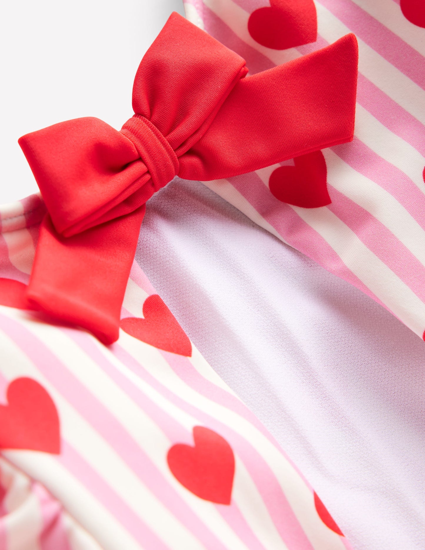 Sandy Badeanzug mit Puffärmeln-Kaugummirosa Herz Streifen