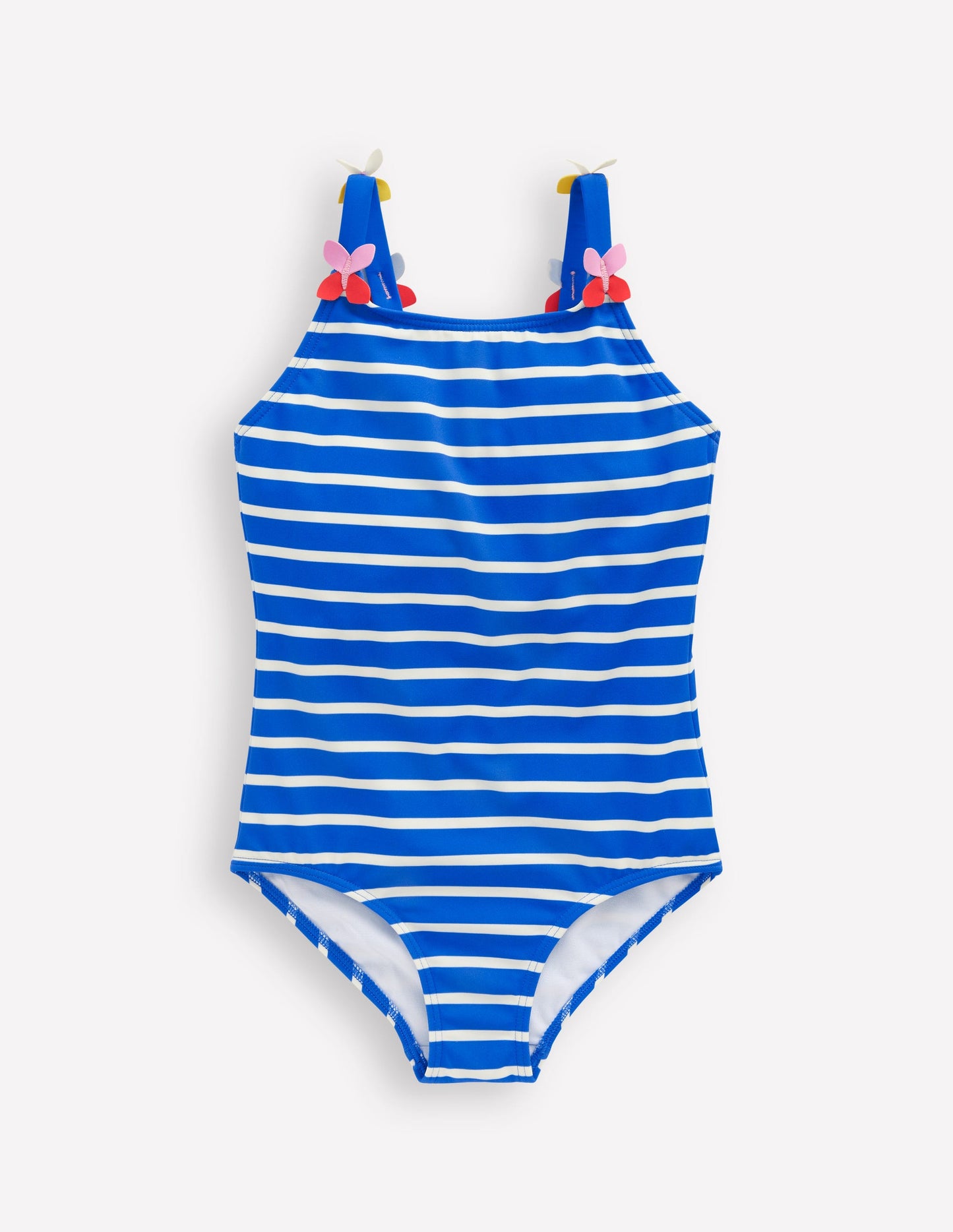 Maillot de bain avec bretelles à appliqué-Papillon rayé bleu galerie