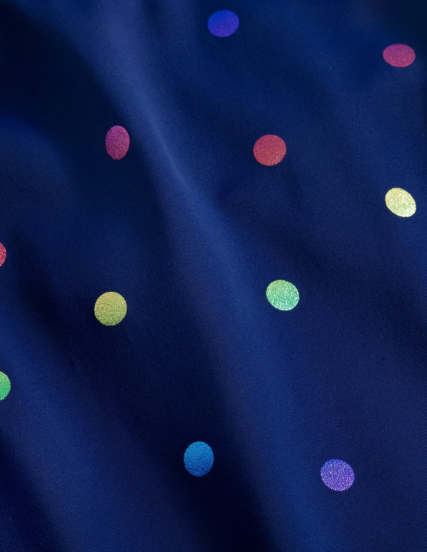 Top de tankini croisé dans le dos-Pois confettis arc-en-ciel bleu marine