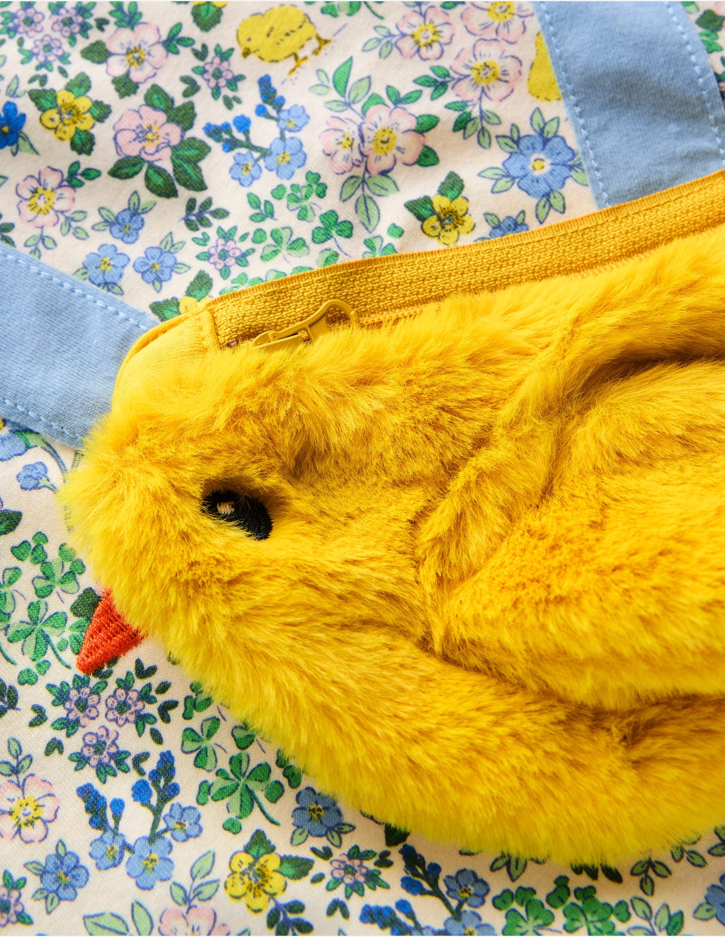 Langärmelige Tunika mit Taschendesign-Vanilleweiß Blumenmuster Küken