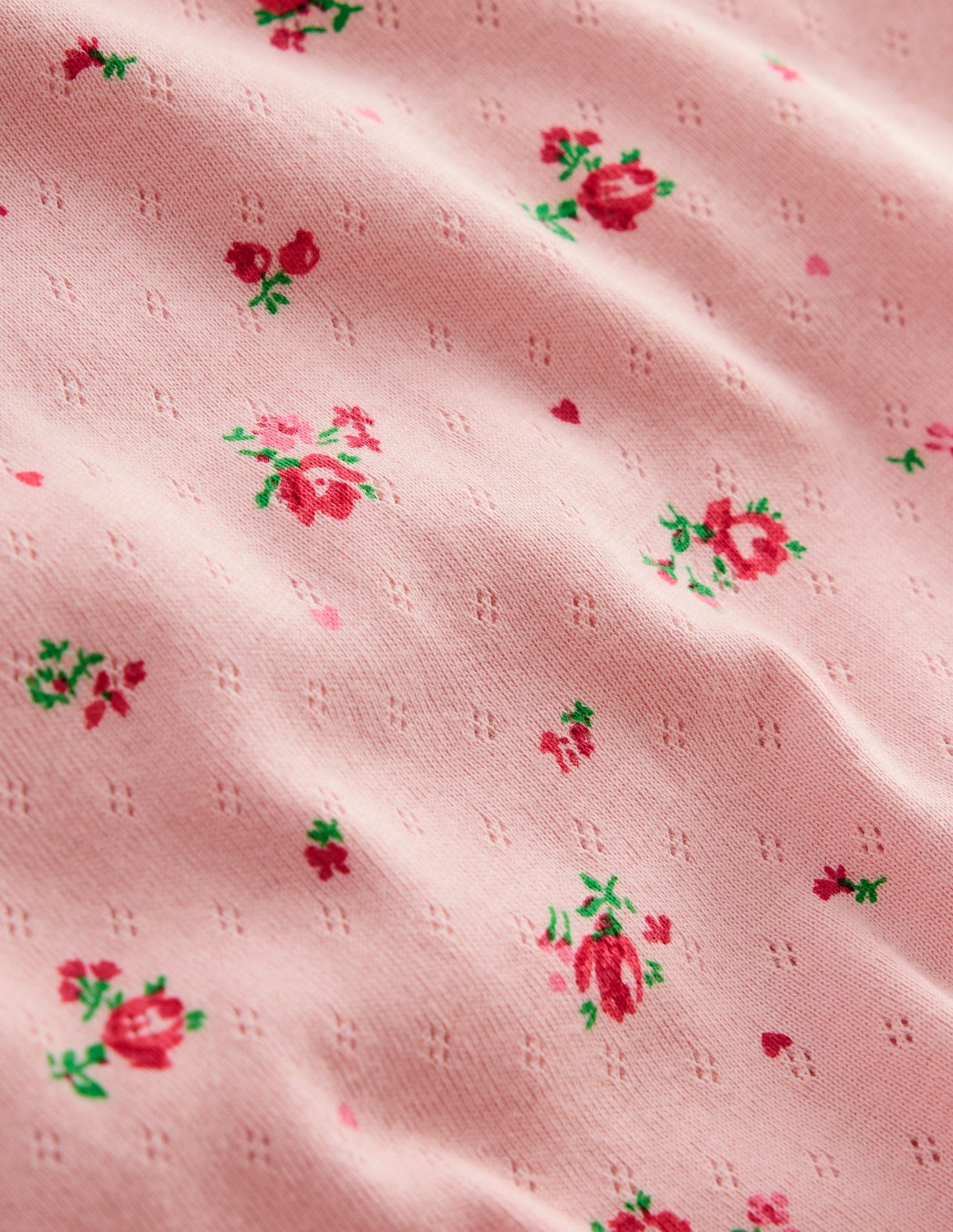 Kurzärmliges Pointelle-Oberteil-Kreiderosa Rosenknospe