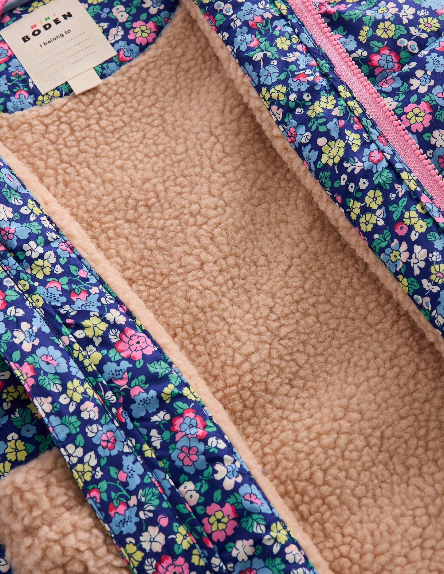 Weste aus Borg-Mix und Kragen-Saphirblau Nautisches Blumenmuster