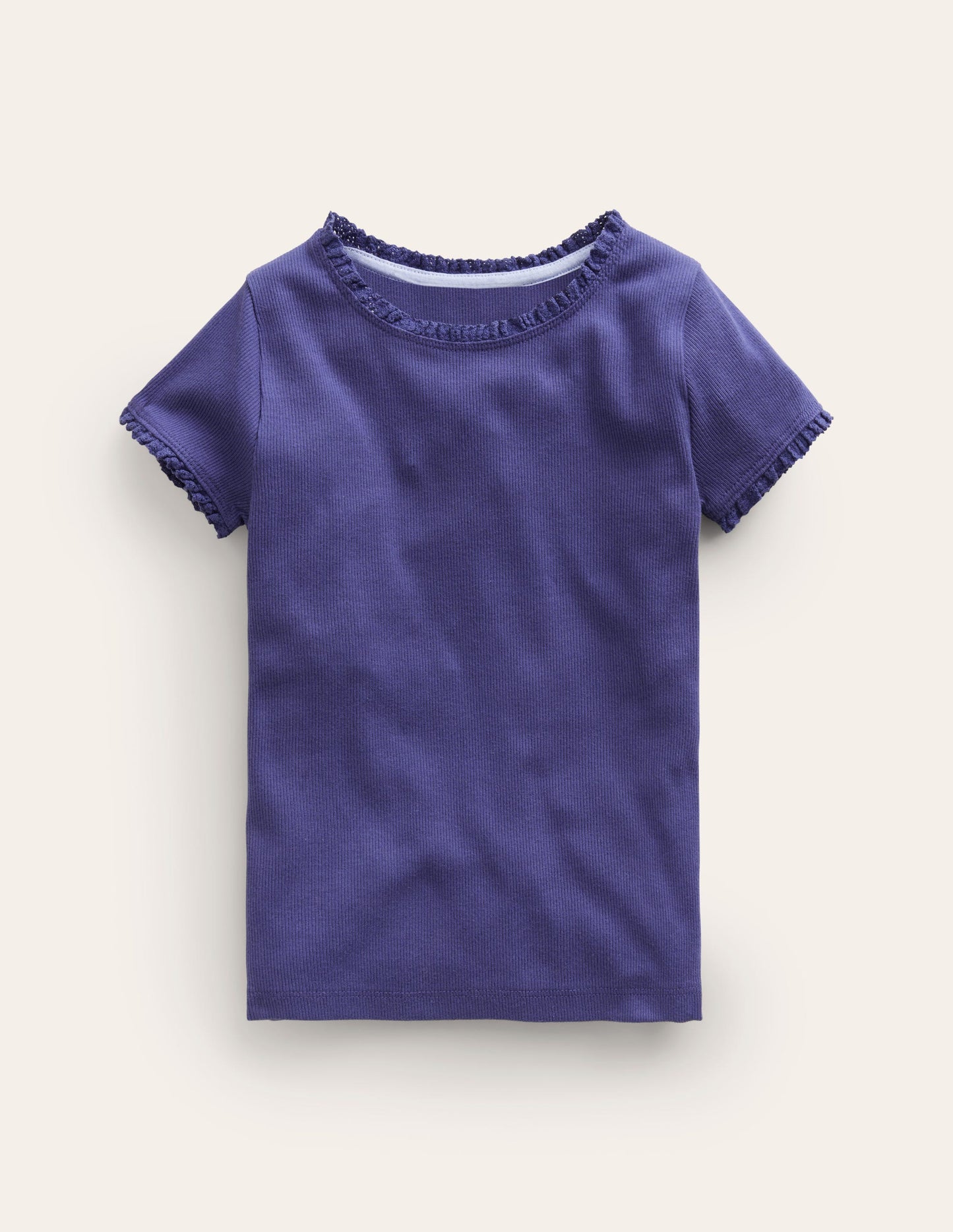 Geripptes Kurzarm-T-Shirt-Aristocratic Blue/ Ivory Stripe