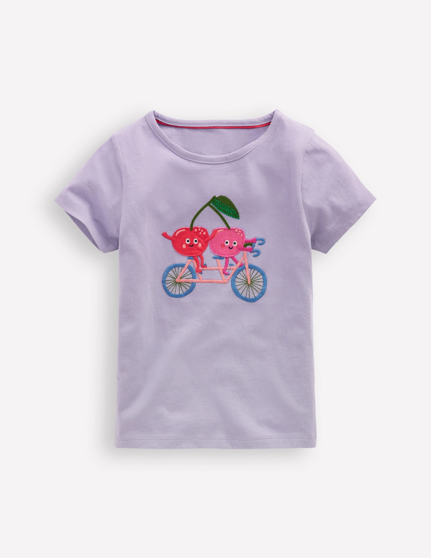 T-Shirt mit Applikation-Lavendeldunst Kirschen