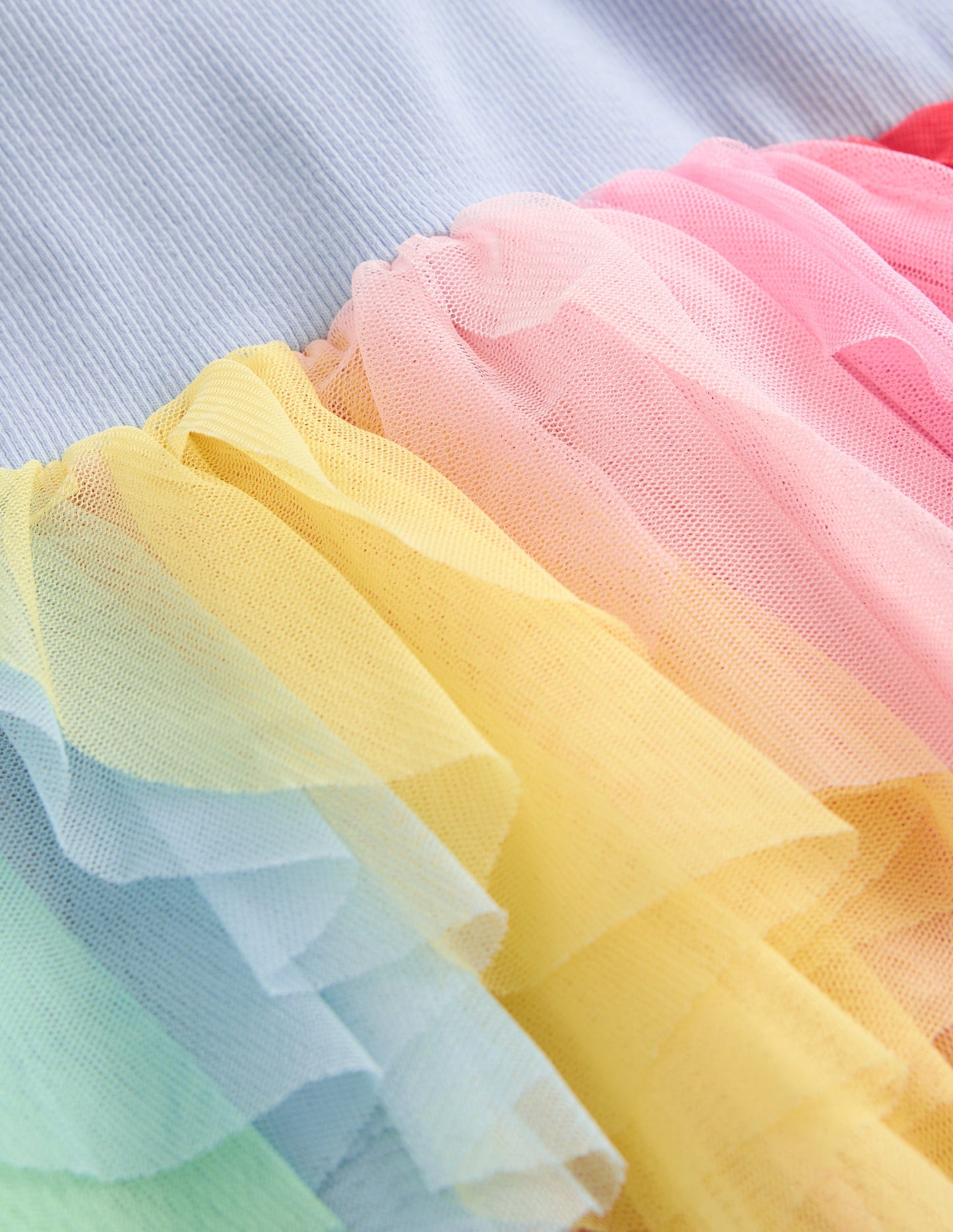 Kleid aus Jersey-Tüll-Mix-Nebligblau Regenbogen