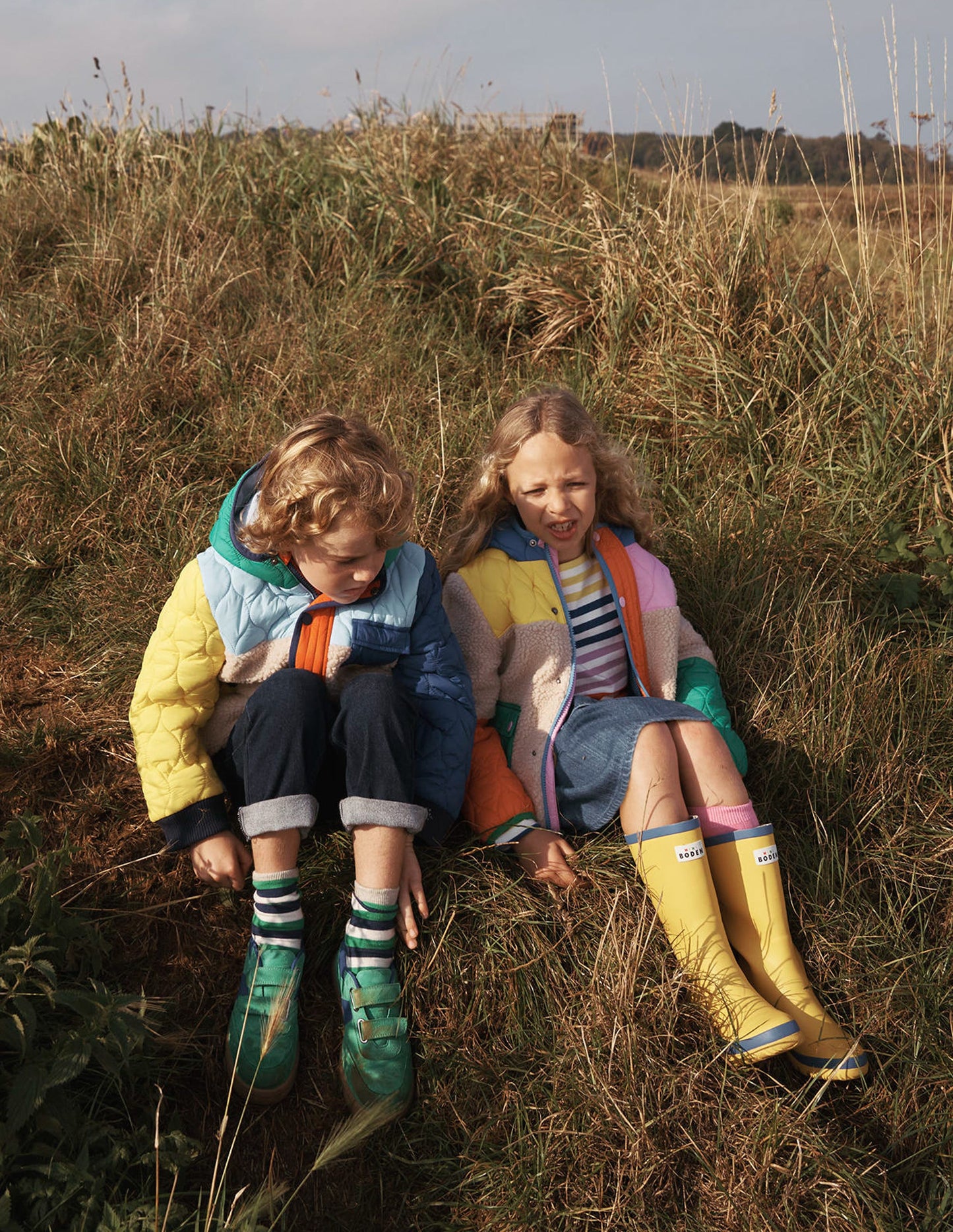 Gewebter Stufenrock-Blauer Faux-Uni