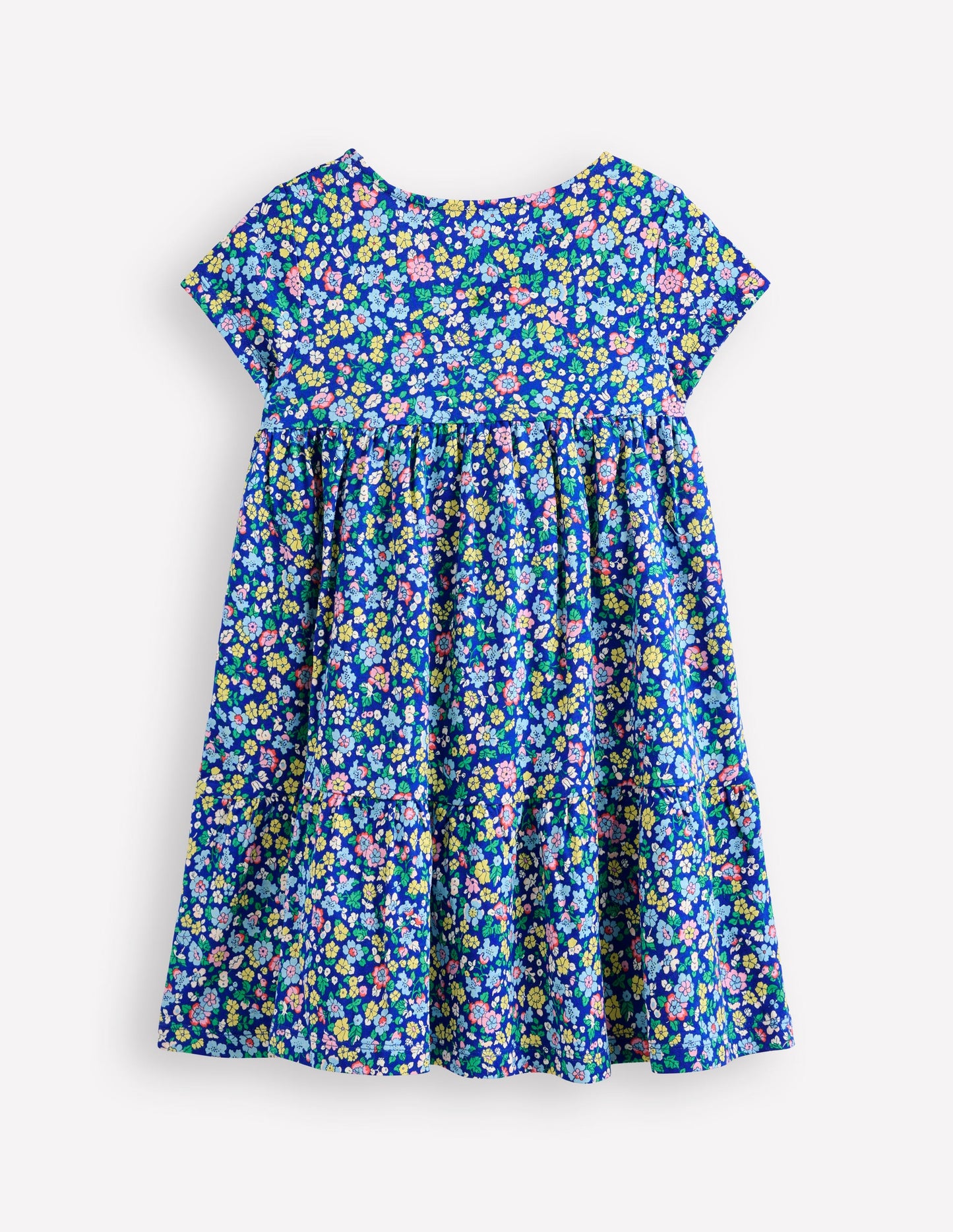 Ariel Jerseykleid zum Herumwirbeln-Saphirblau Nautisches Blumenmuster