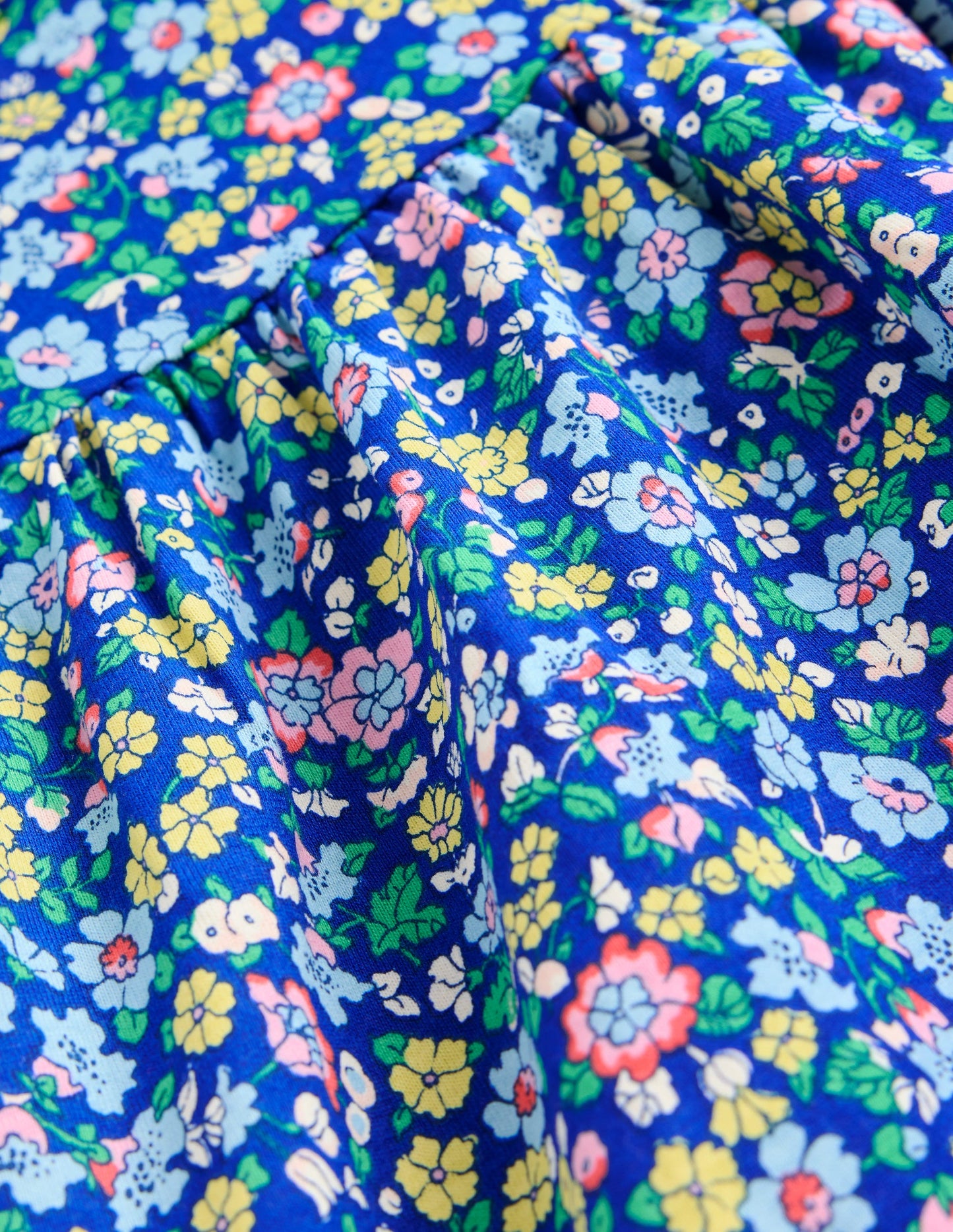 Ariel Jerseykleid zum Herumwirbeln-Saphirblau Nautisches Blumenmuster