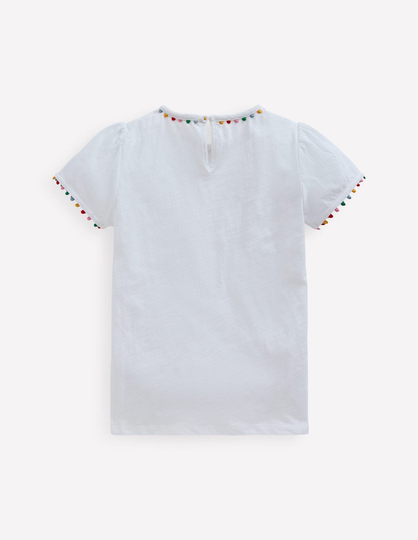 Ali T-Shirt mit Puffärmeln und Bommelbesatz-Weiß