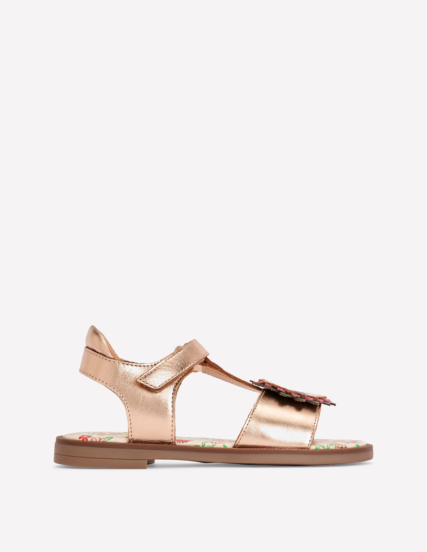 Sandales fun en cuir-Fleur doré métallisé