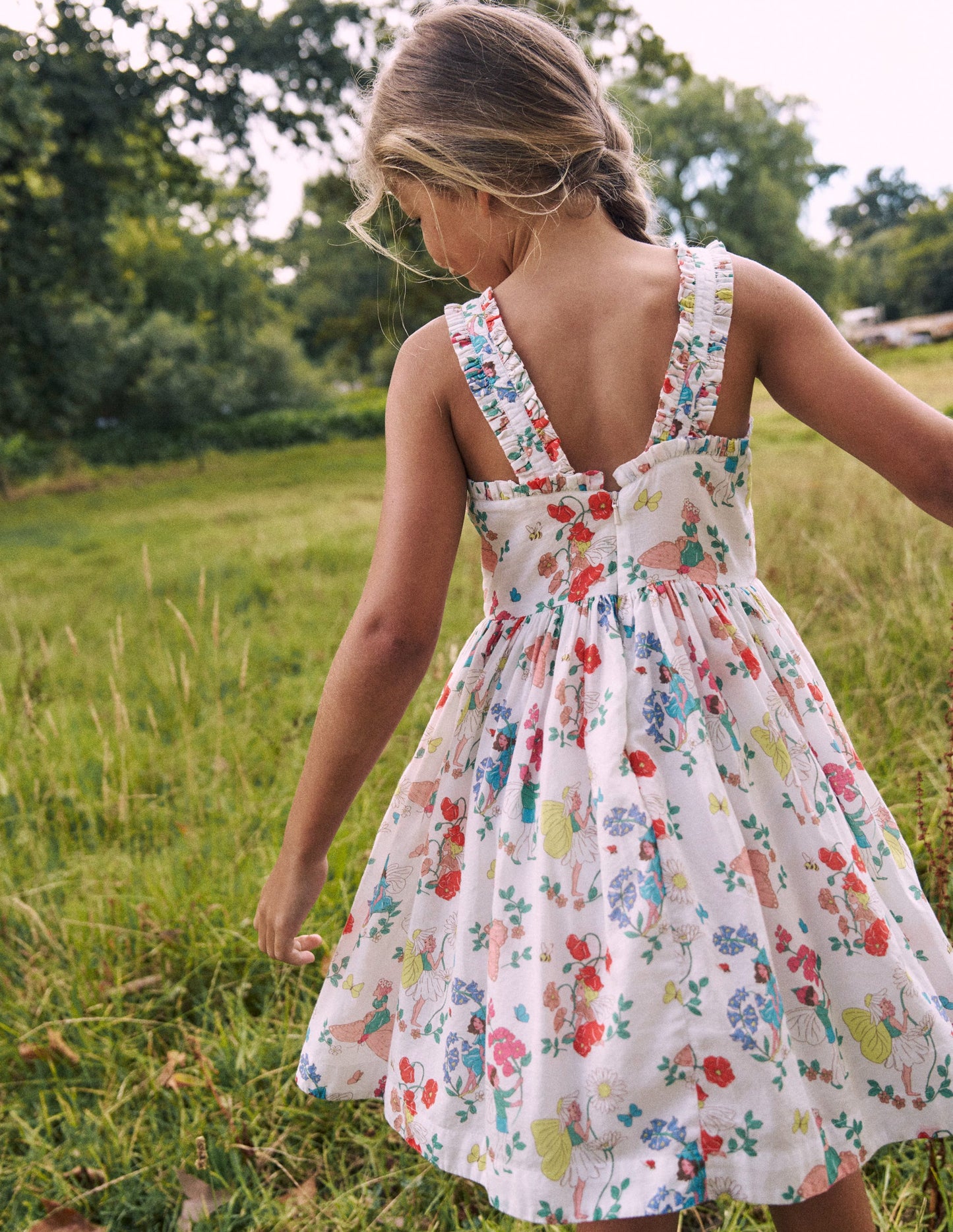 Luna Gewebtes Kleid mit Rüschenträgern-Bunt Blumenfee