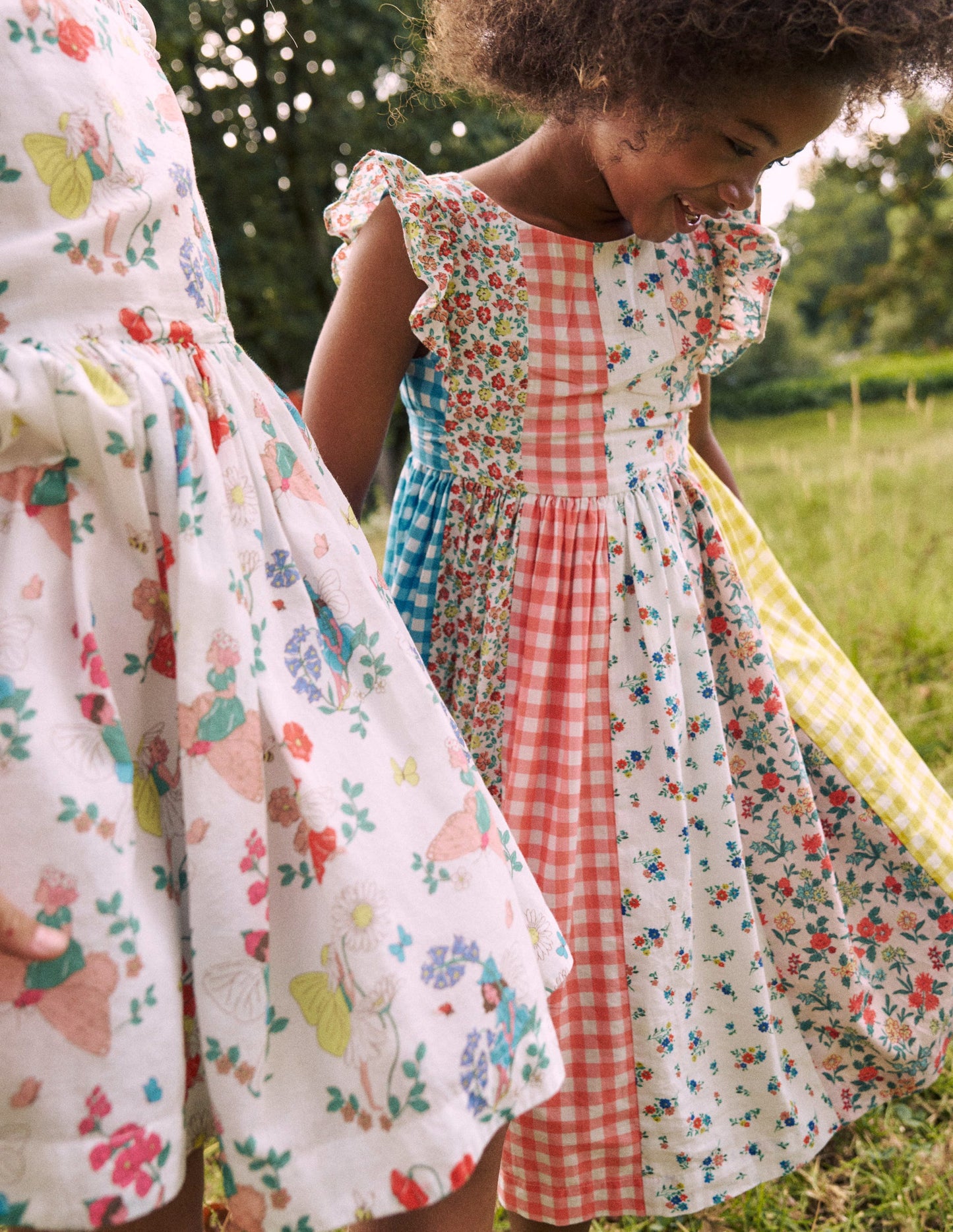Midikleid mit Schleife am Rücken-Patchwork-Blumen