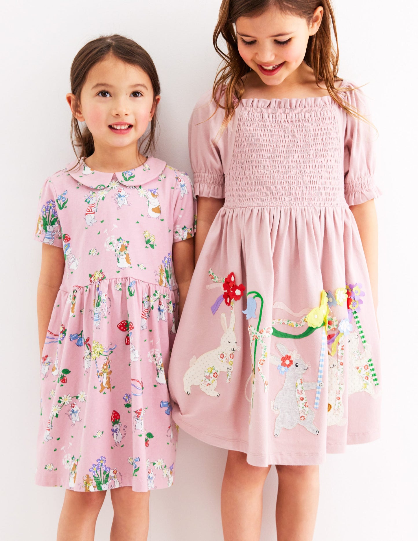 Peter Pan Collar Jersey Dress-Vintage Pink May Day