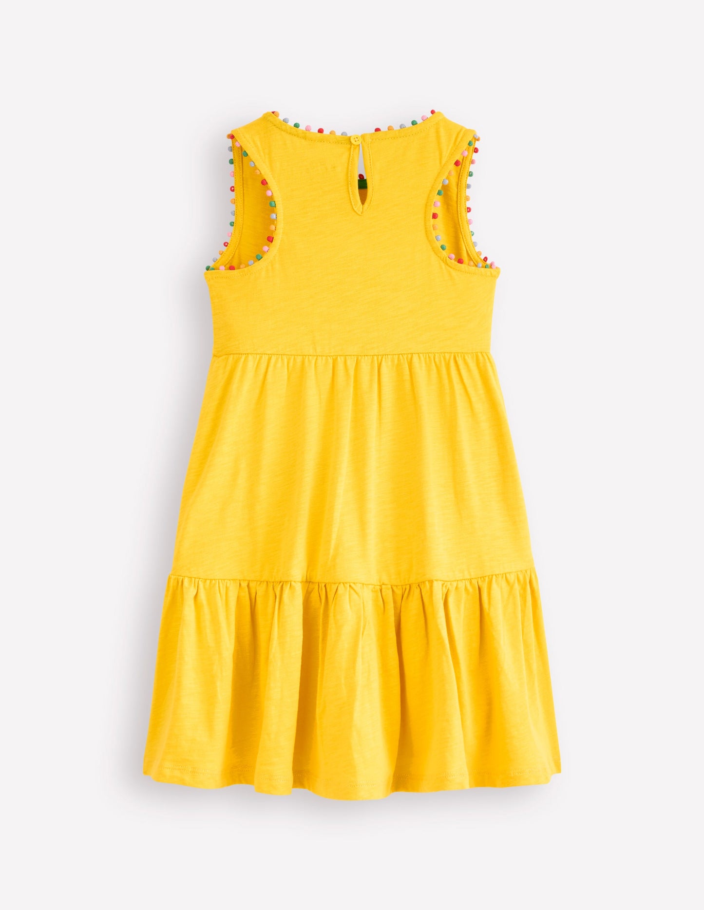 Ali Pom Trim Jersey Dress-Pineapple Yellow