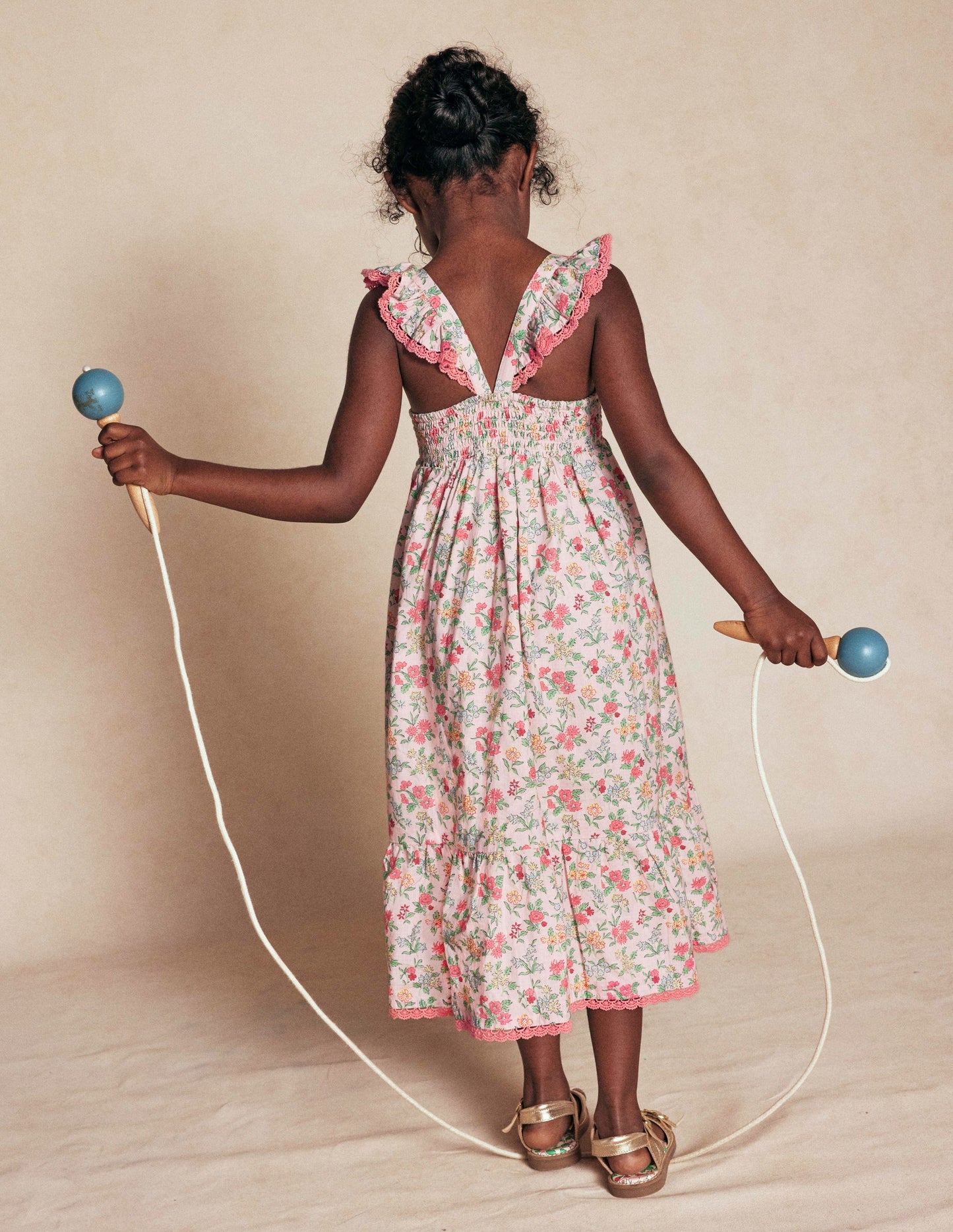 Luella Frill Maxi Sundress-Chalk Pink Garden Ditsy