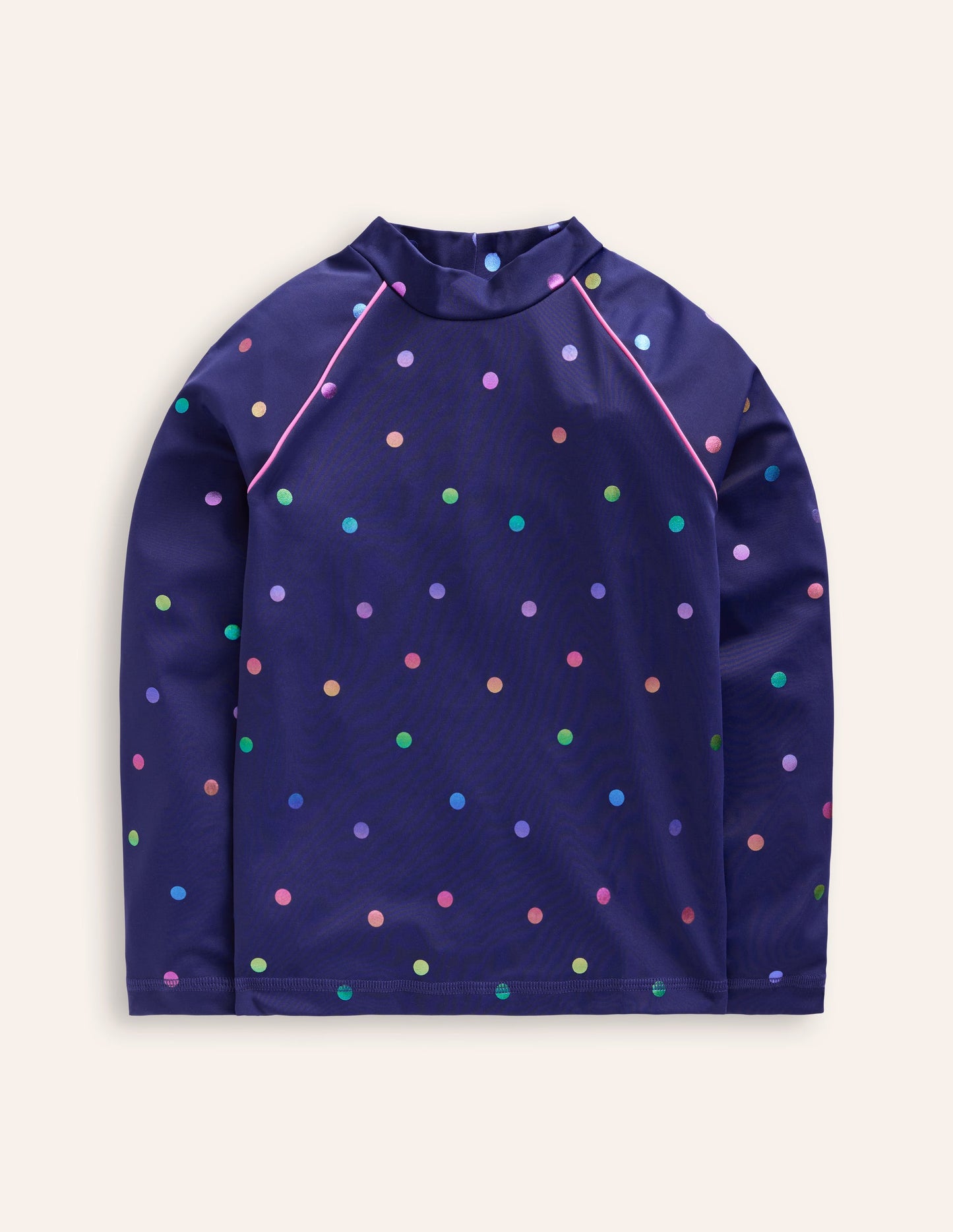 Gemustertes Badeshirt mit UV-Schutz-Marineblau Regenbogen Konfetti Punkte