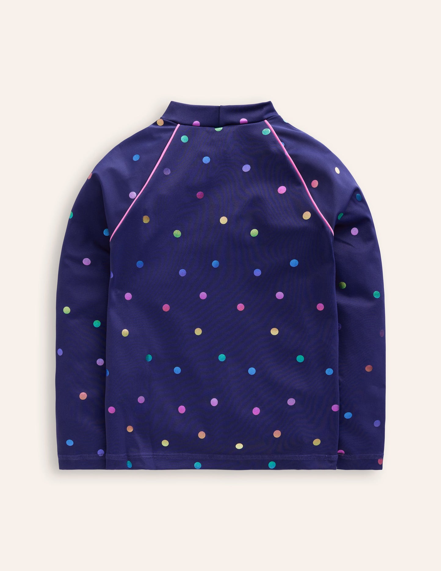 Gemustertes Badeshirt mit UV-Schutz-Marineblau Regenbogen Konfetti Punkte